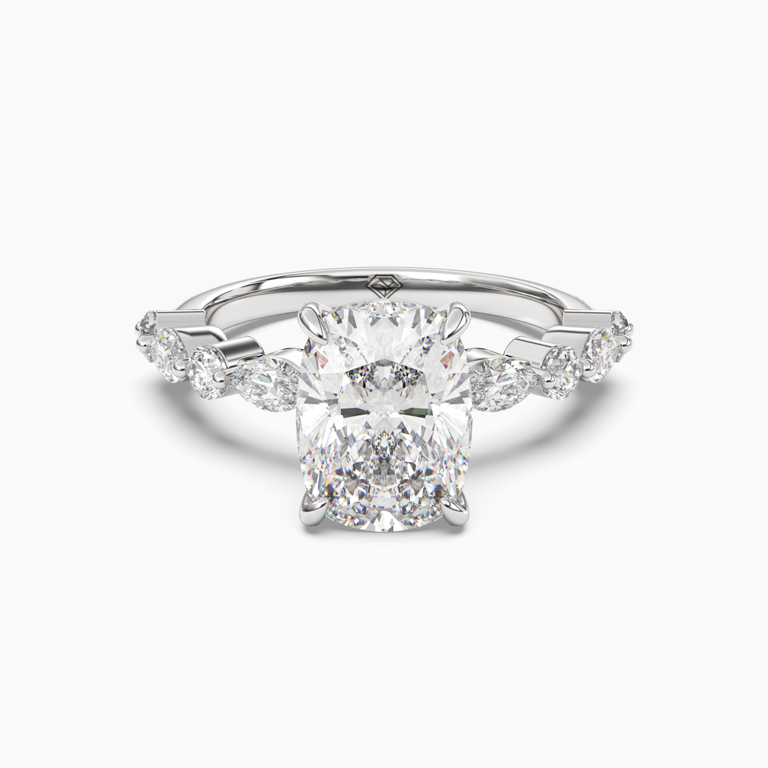 Celeste 5 Carat Cushion Cut Hidden Halo Lab Grown Diamond Ring in Silver