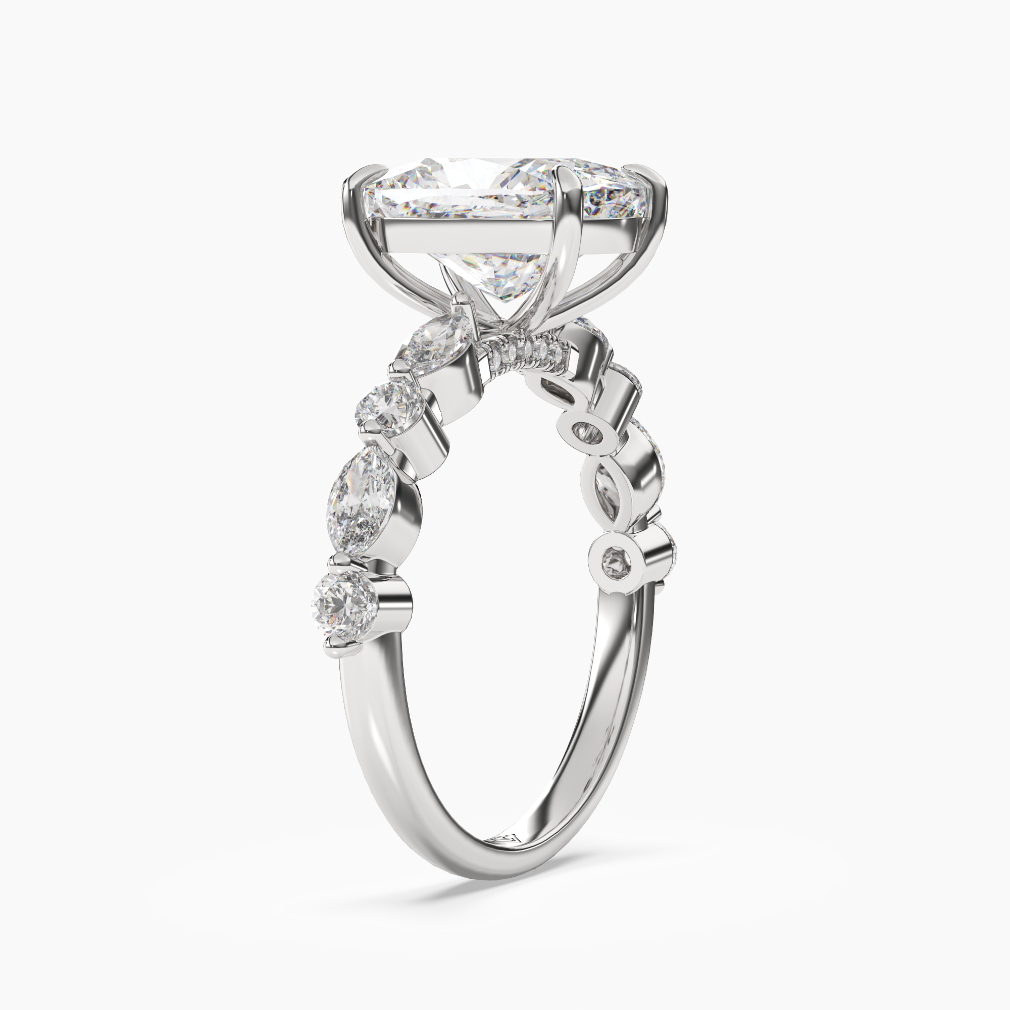 Celeste 2 Carat Cushion Cut Hidden Halo Lab Grown Diamond Ring in 18K White Gold - View 2