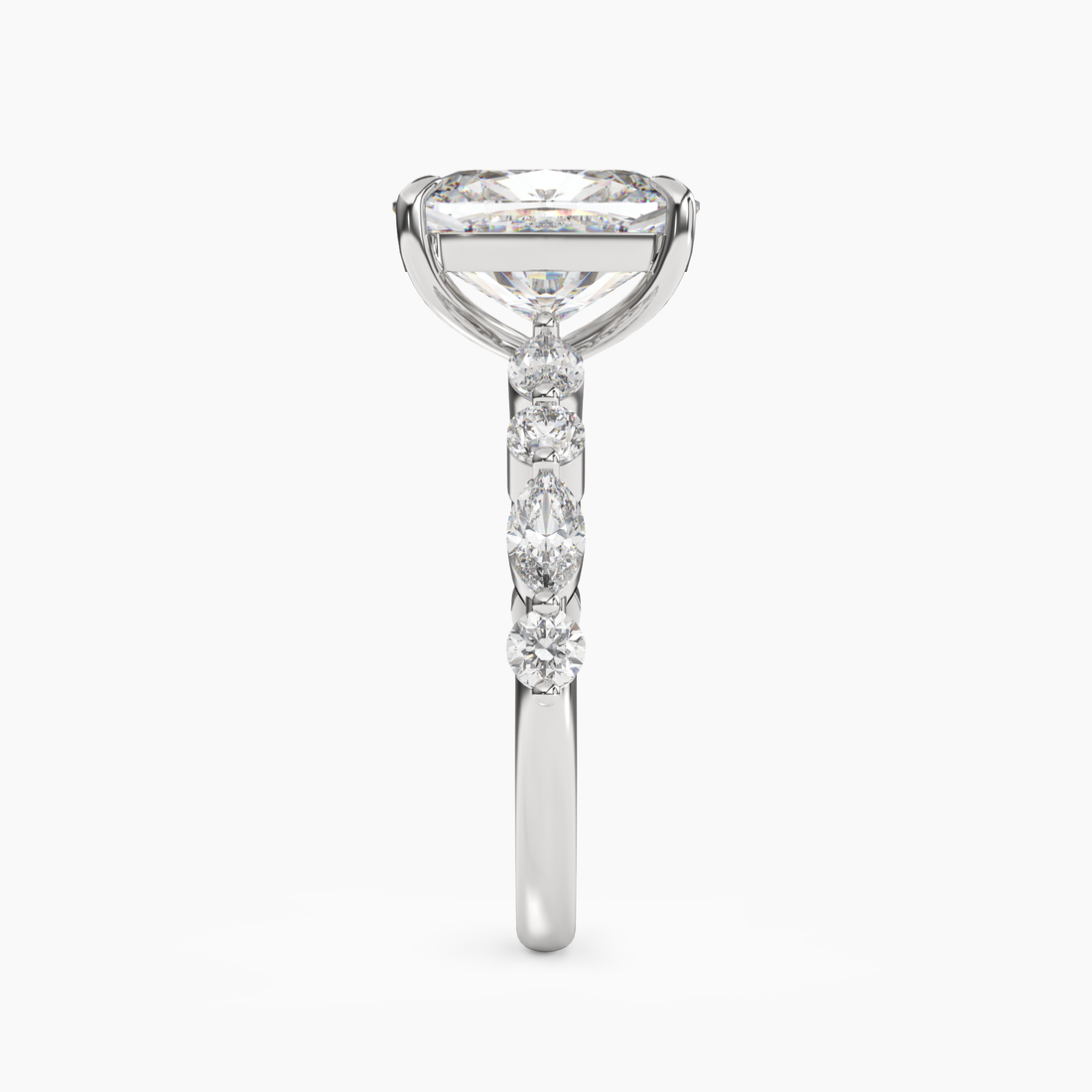 Celeste 5 Carat Cushion Cut Hidden Halo Lab Grown Diamond Ring in 14K Yellow Gold - View 6