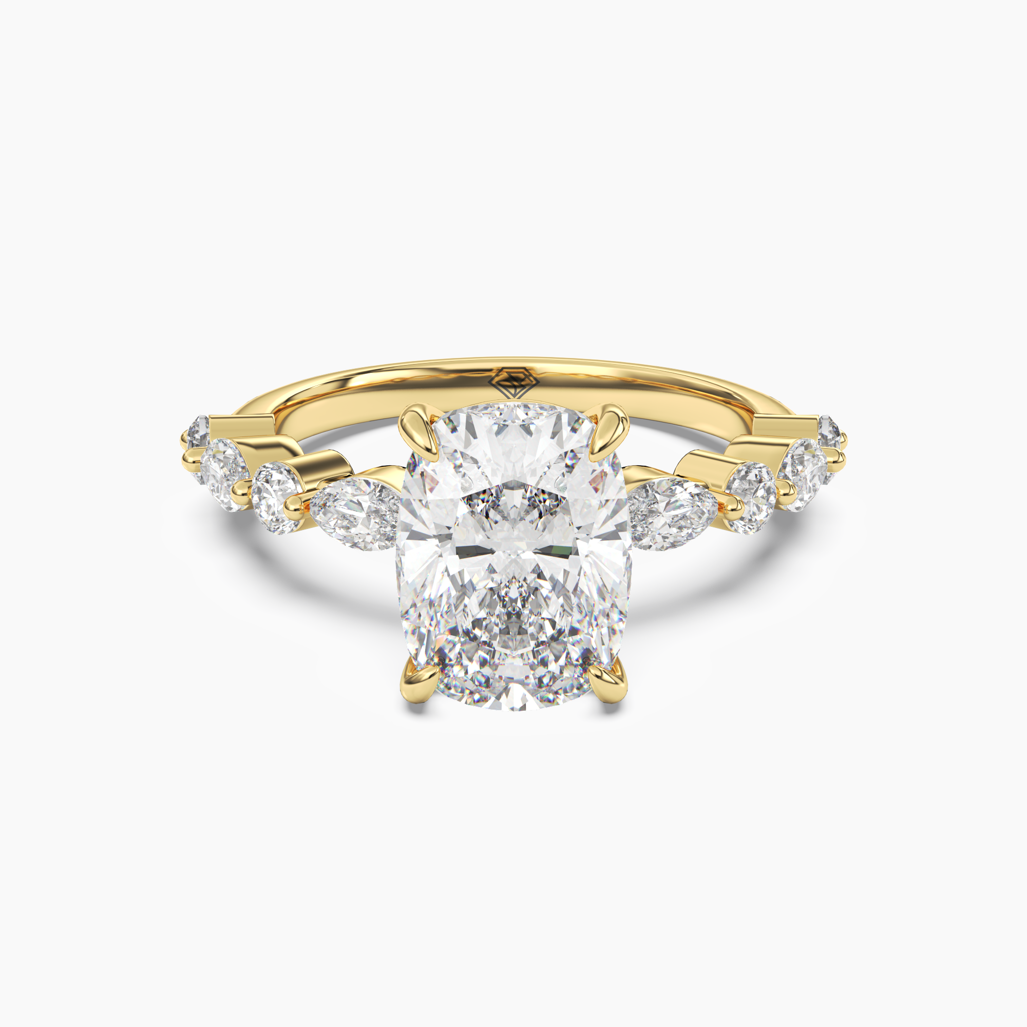 Celeste 4 Carat Cushion Cut Hidden Halo Lab Grown Diamond Ring in 14K Rose Gold - View 7