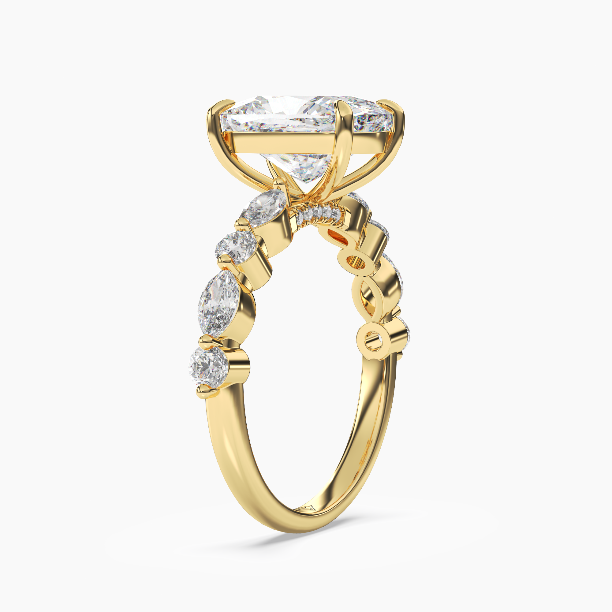 Celeste 4 Carat Cushion Cut Hidden Halo Lab Grown Diamond Ring in Platinum - View 5