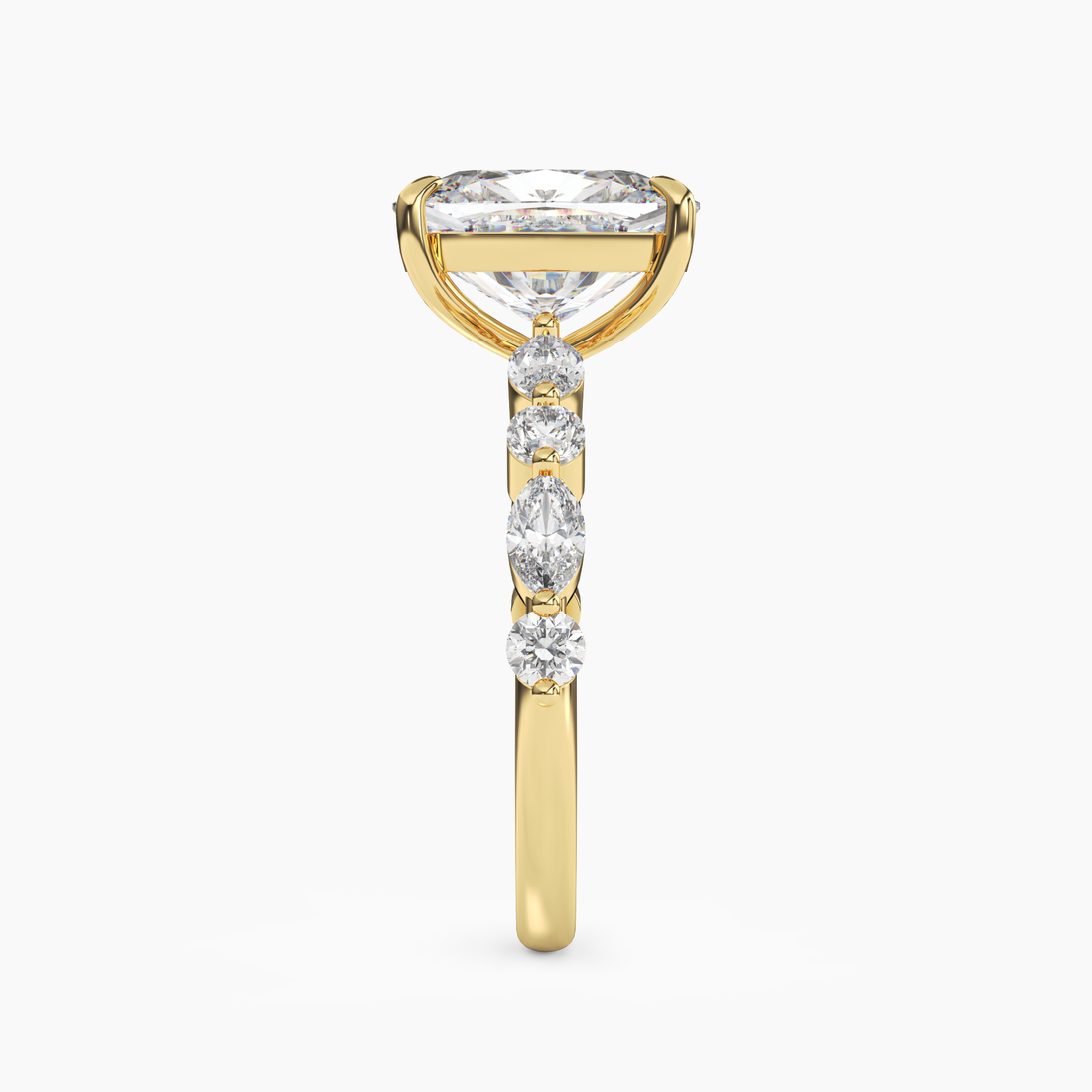 Celeste 3 Carat Cushion Cut Hidden Halo Lab Grown Diamond Ring in Silver - View 6
