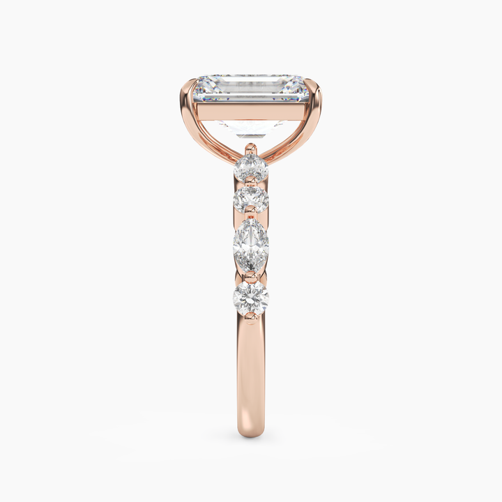 Celeste 3 Carat Emerald Cut Hidden Halo Lab Grown Diamond Ring in 14K Yellow Gold - View 9