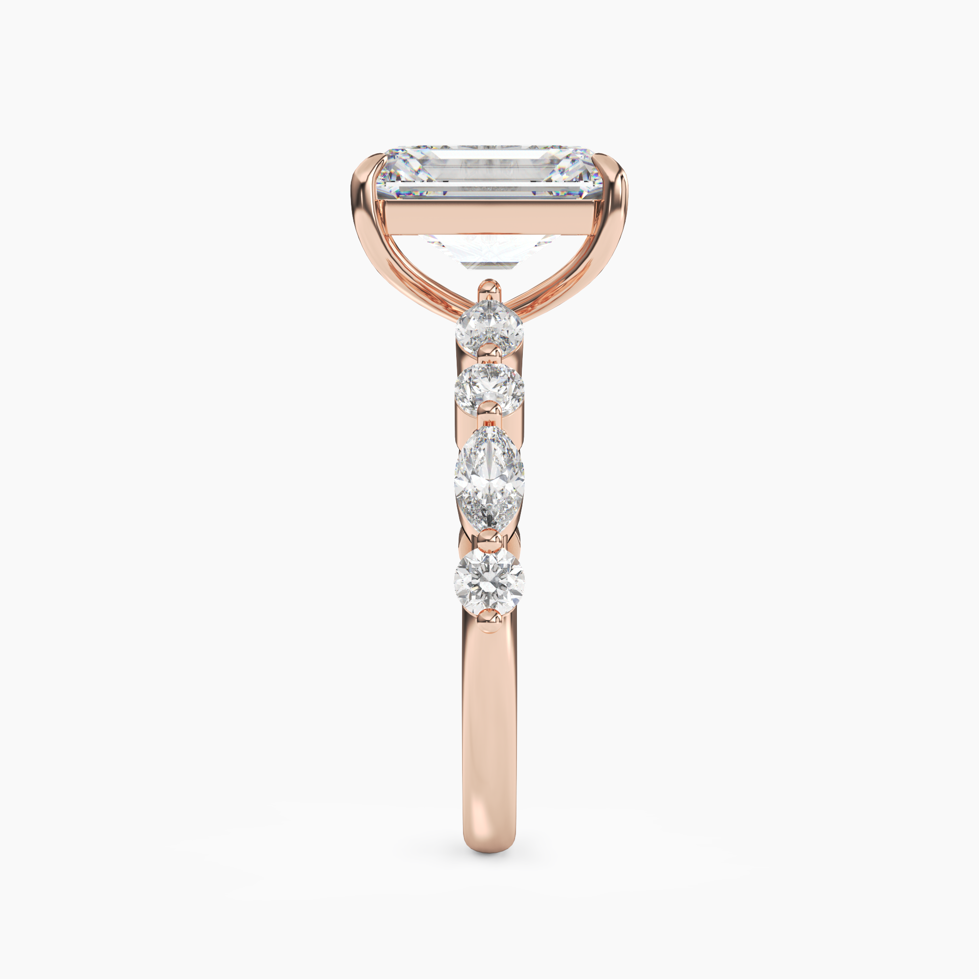 Celeste 2 Carat Emerald Cut Hidden Halo Lab Grown Diamond Ring in 10K Yellow Gold - View 9