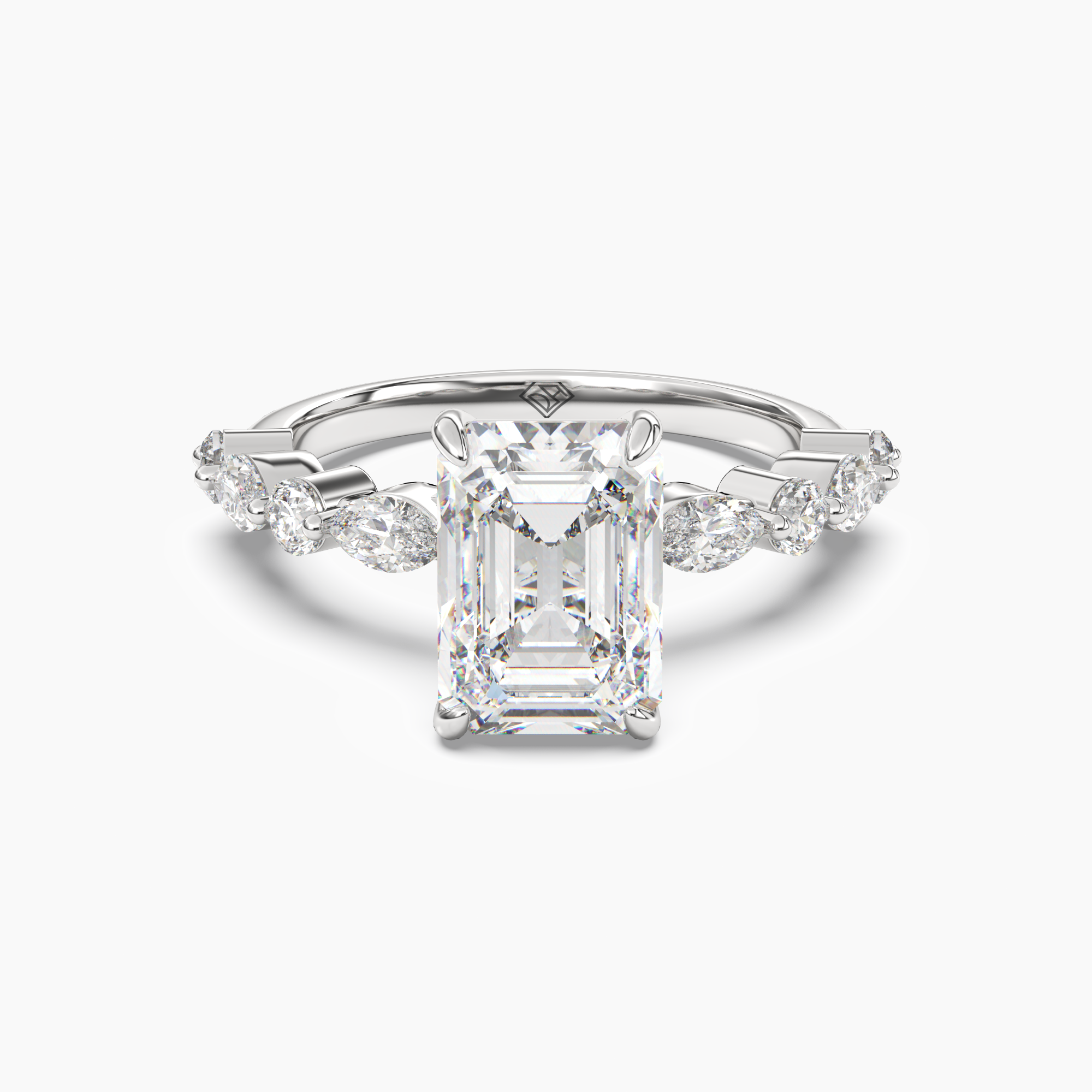 Celeste 2.5 Carat Emerald Cut Hidden Halo Lab Grown Diamond Ring in 18K Rose Gold - View 4