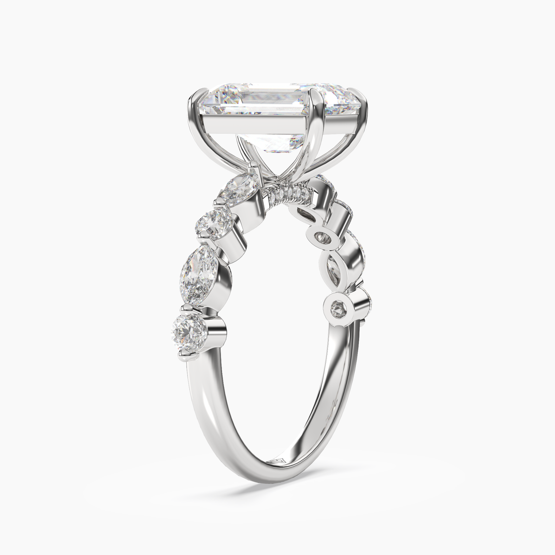 Celeste 2.5 Carat Emerald Cut Hidden Halo Lab Grown Diamond Ring in 18K Rose Gold - View 5