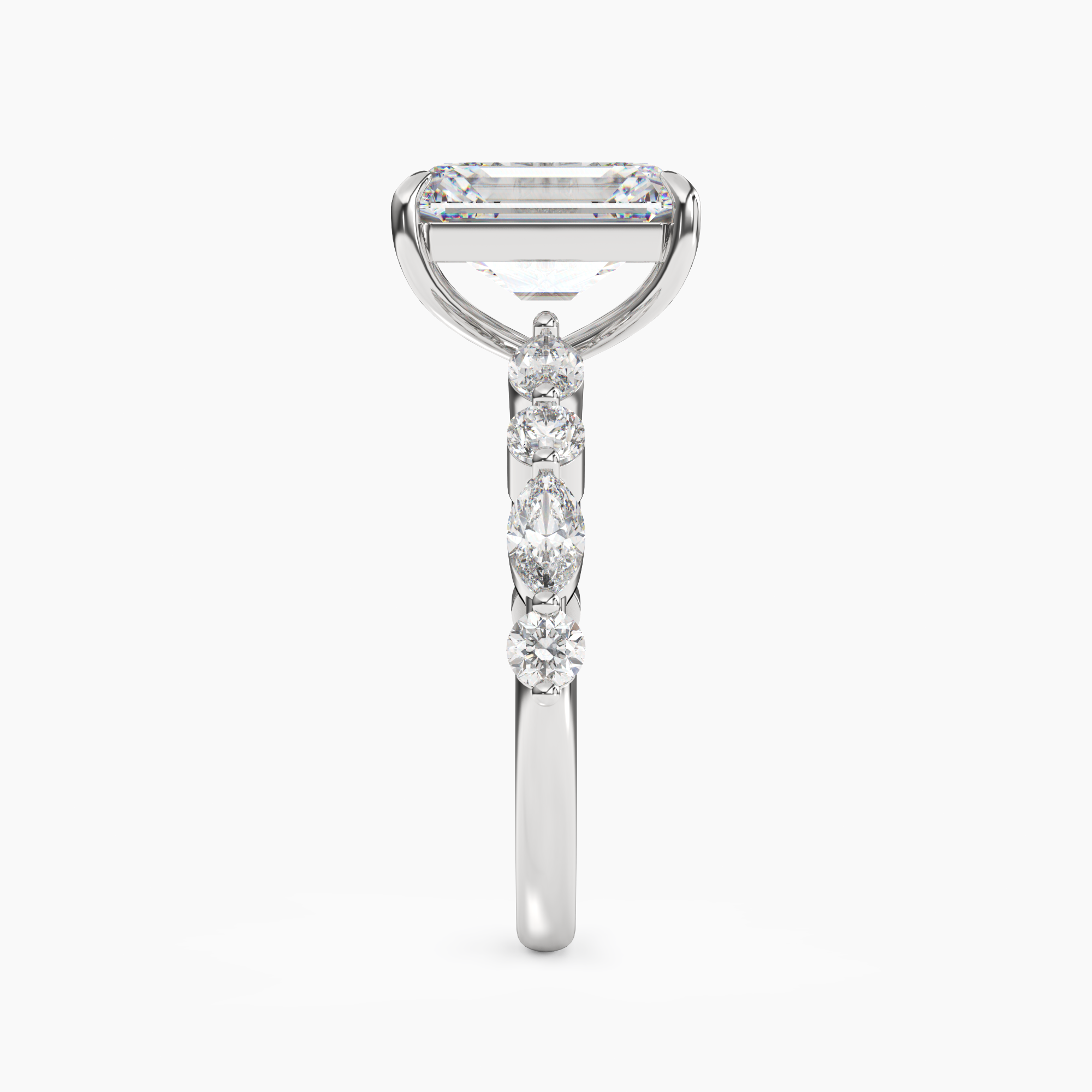 Celeste 3.5 Carat Emerald Cut Hidden Halo Lab Grown Diamond Ring in 10K Rose Gold - View 6