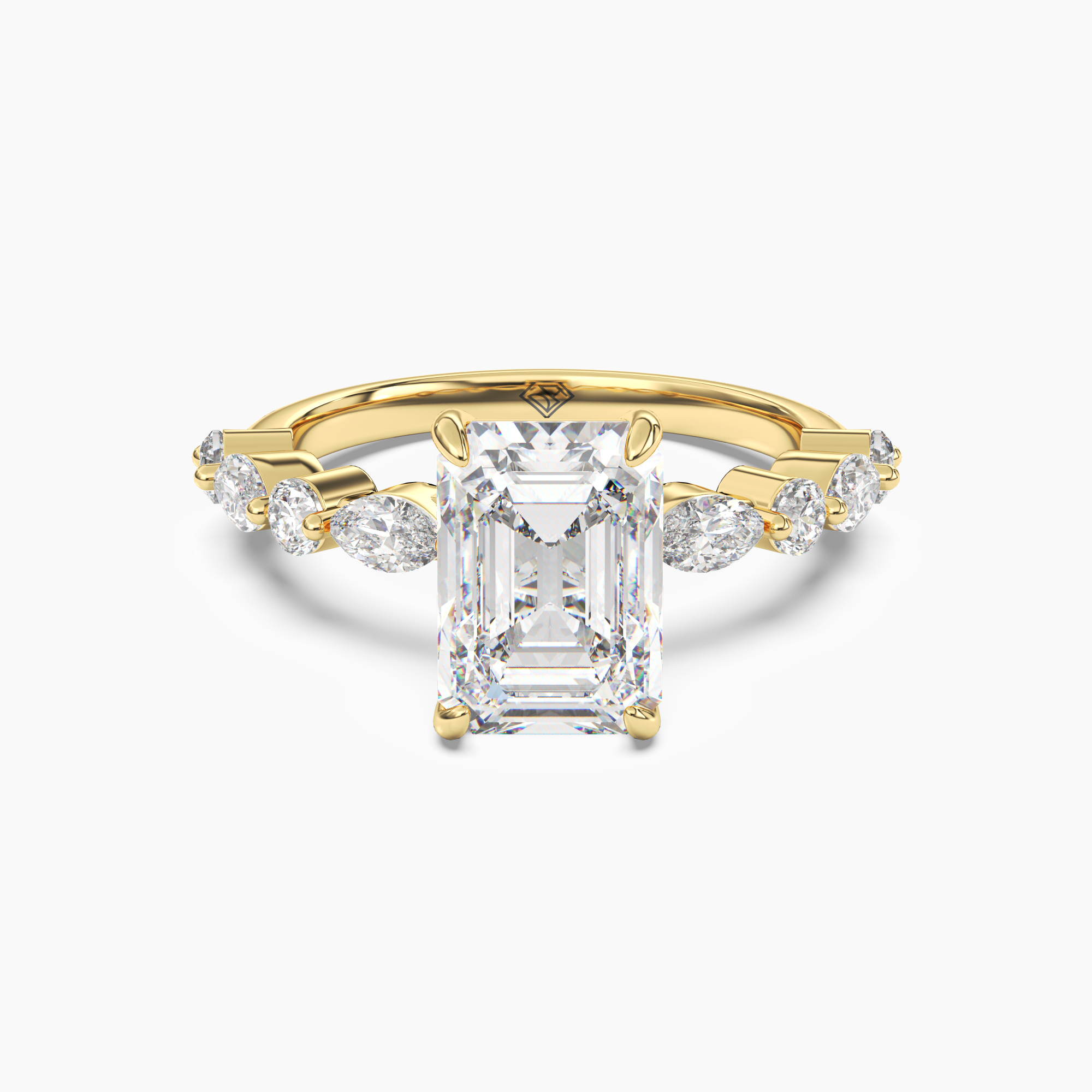 Celeste 3.5 Carat Emerald Cut Hidden Halo Lab Grown Diamond Ring in 10K Rose Gold - View 7