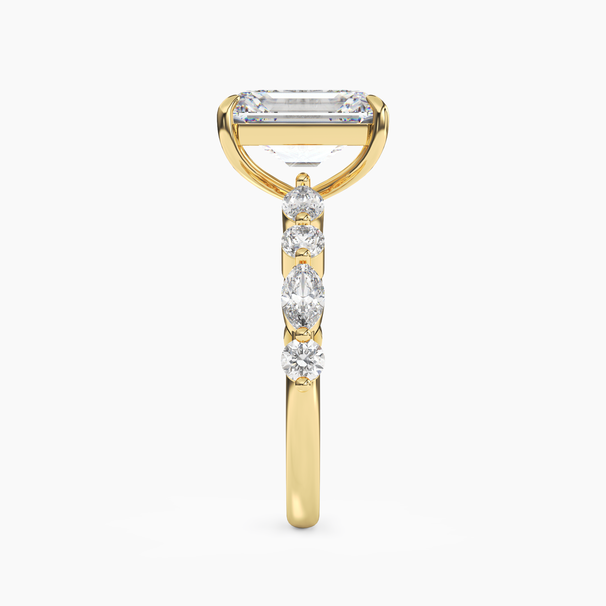 Celeste 3.5 Carat Emerald Cut Hidden Halo Lab Grown Diamond Ring in Platinum - View 6