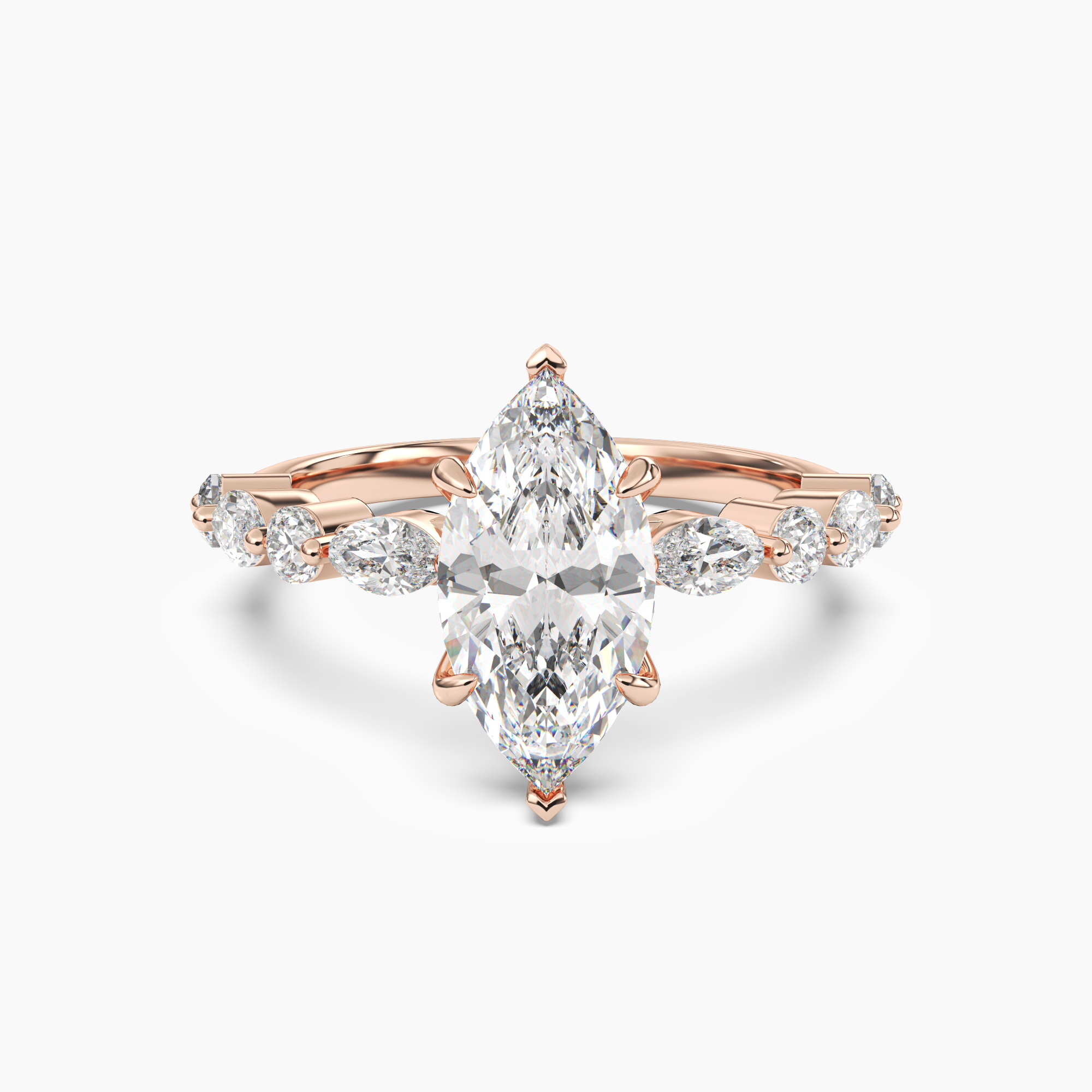 Celeste 4.5 Carat Marquise Cut Pave Lab Grown Diamond Ring in Silver - View 7