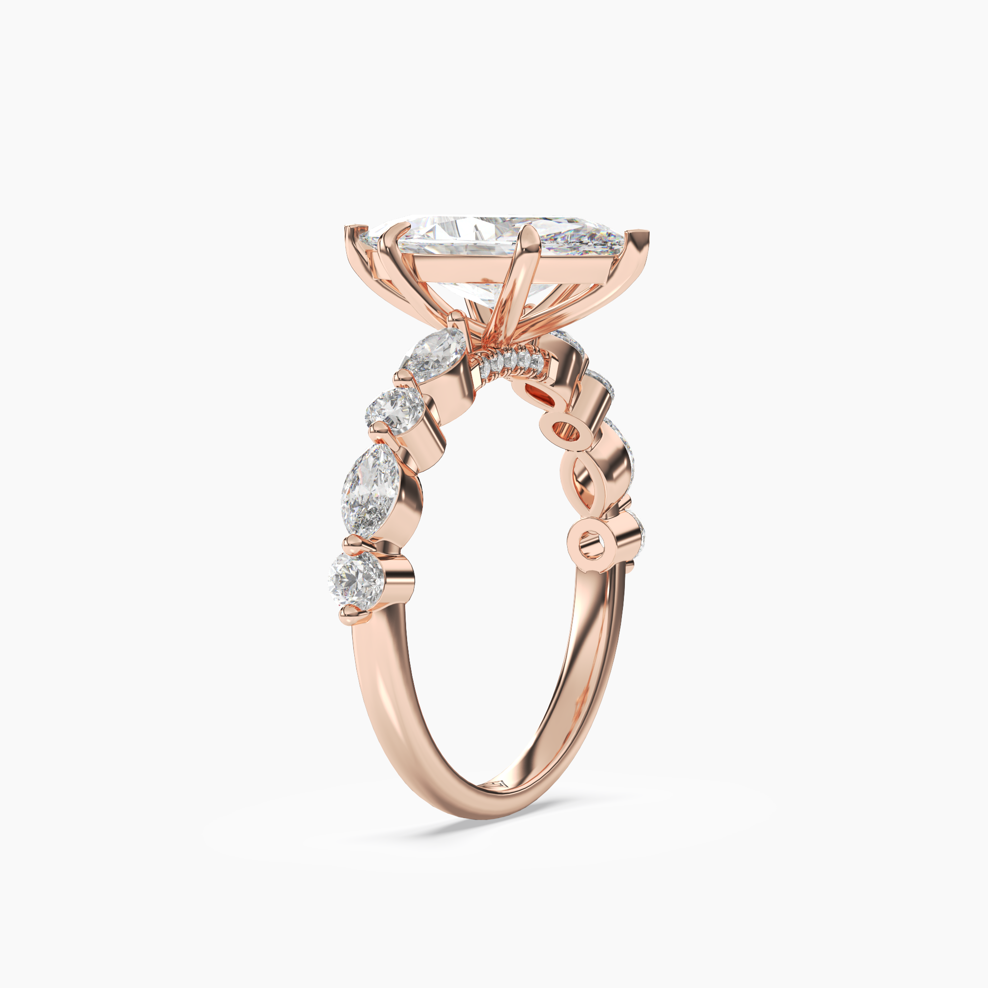 Celeste 4 Carat Marquise Cut Pave Lab Grown Diamond Ring in Platinum - View 8