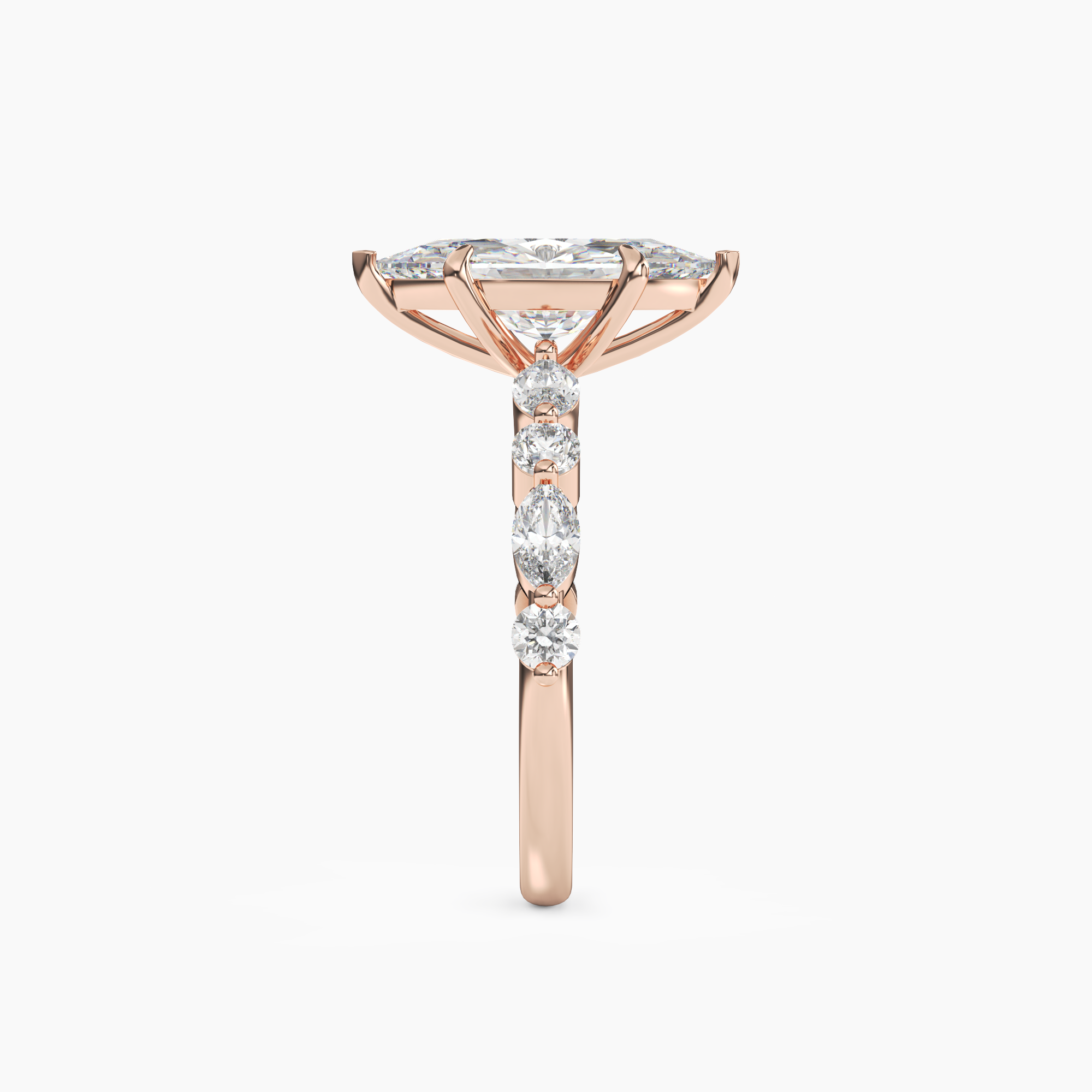 Celeste 4 Carat Marquise Cut Pave Lab Grown Diamond Ring in 10K Rose Gold - View 3
