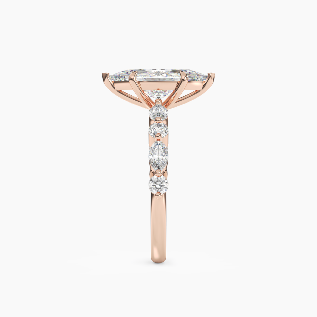Celeste 3 Carat Marquise Cut Pave Lab Grown Diamond Ring in Platinum - View 9