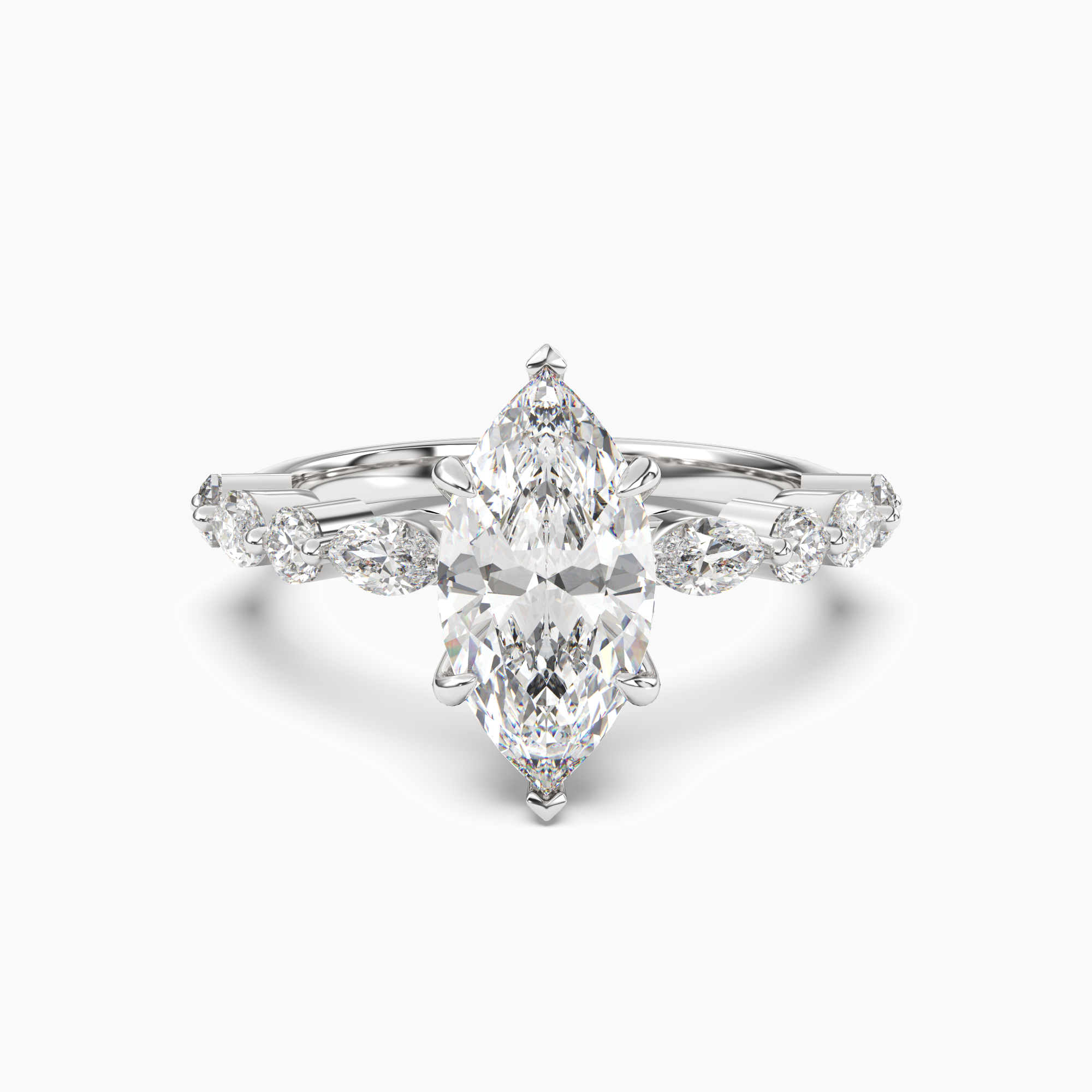 Celeste 3 Carat Marquise Cut Pave Lab Grown Diamond Ring in 18K Rose Gold - View 4