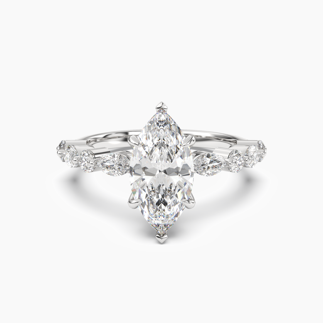 Celeste 5 Carat Marquise Cut Pave Lab Grown Diamond Ring in Silver