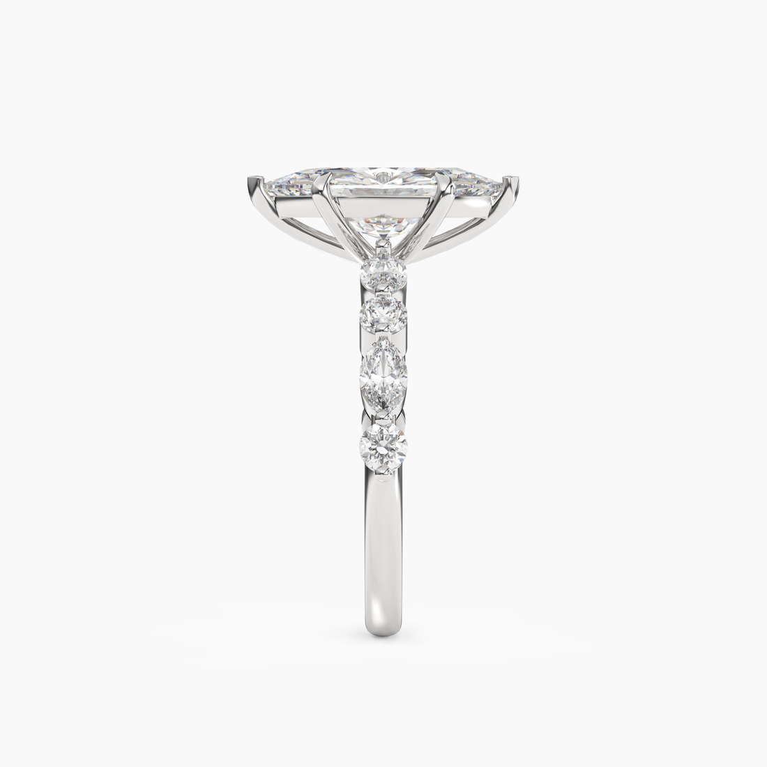 Celeste 3 Carat Marquise Cut Pave Lab Grown Diamond Ring in Silver - View 3