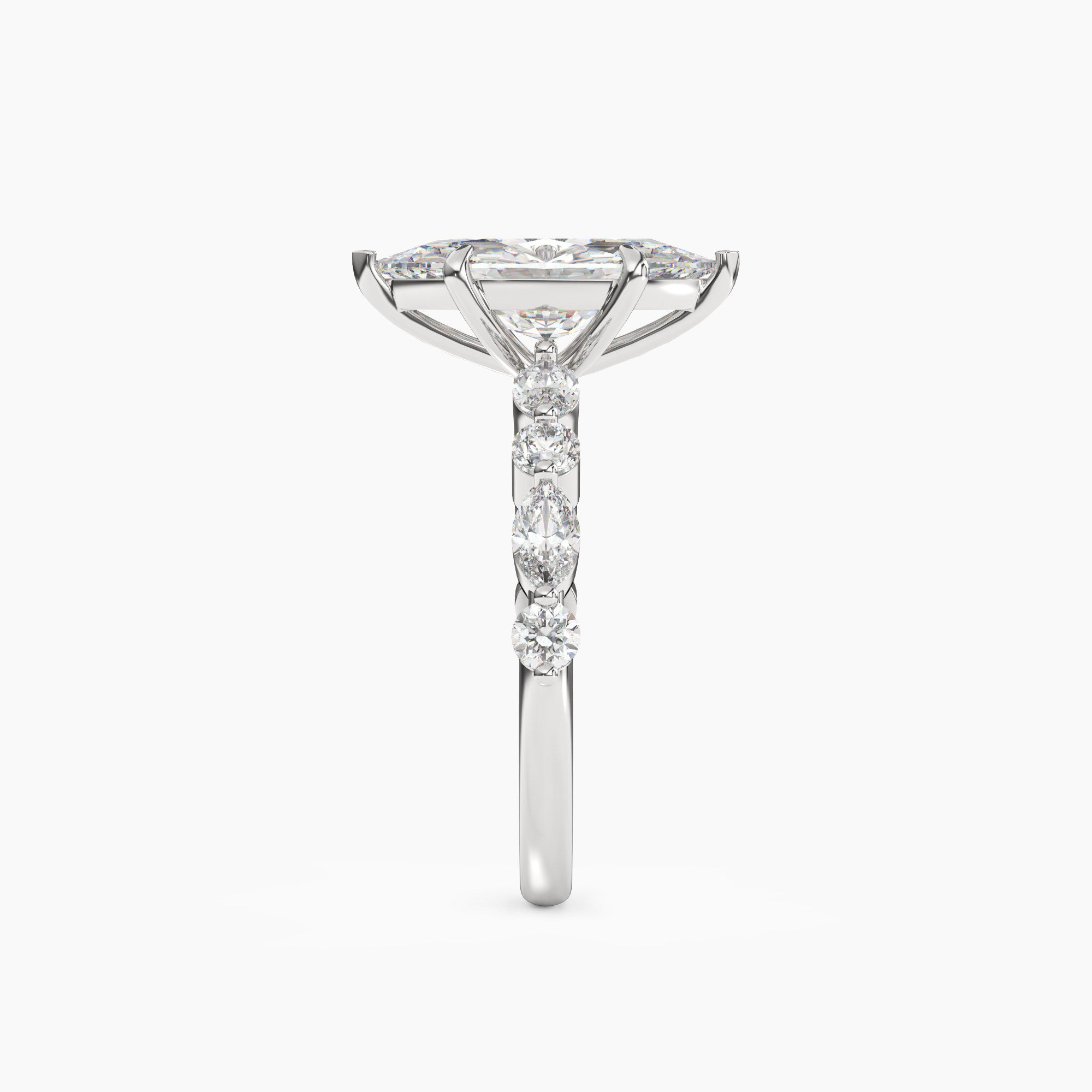 Celeste 3 Carat Marquise Cut Pave Lab Grown Diamond Ring in 18K White Gold - View 3