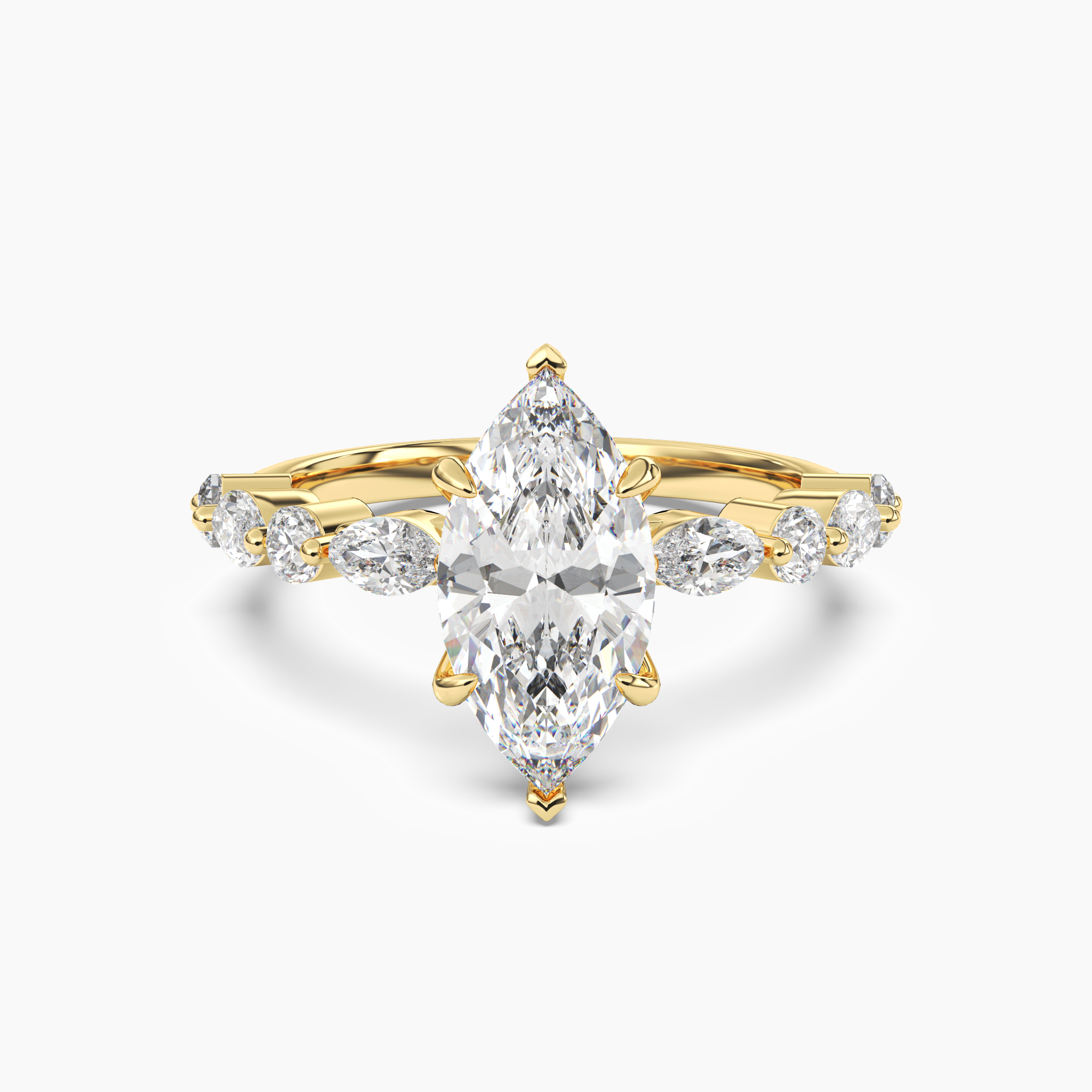 Celeste 5 Carat Marquise Cut Pave Lab Grown Diamond Ring in Silver - View 4