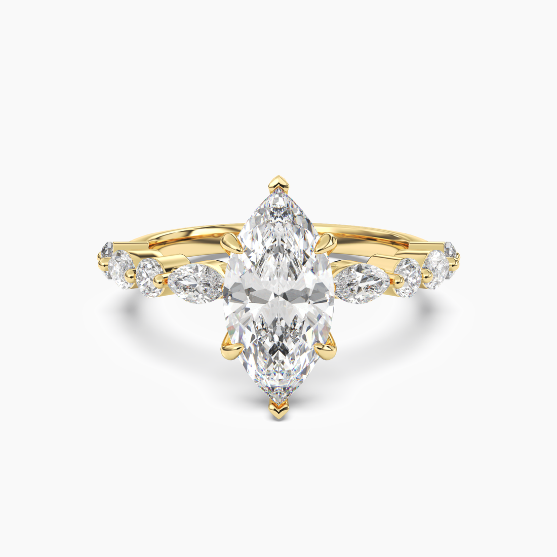 Celeste 5 Carat Marquise Cut Pave Lab Grown Diamond Ring in 10K White Gold - View 4
