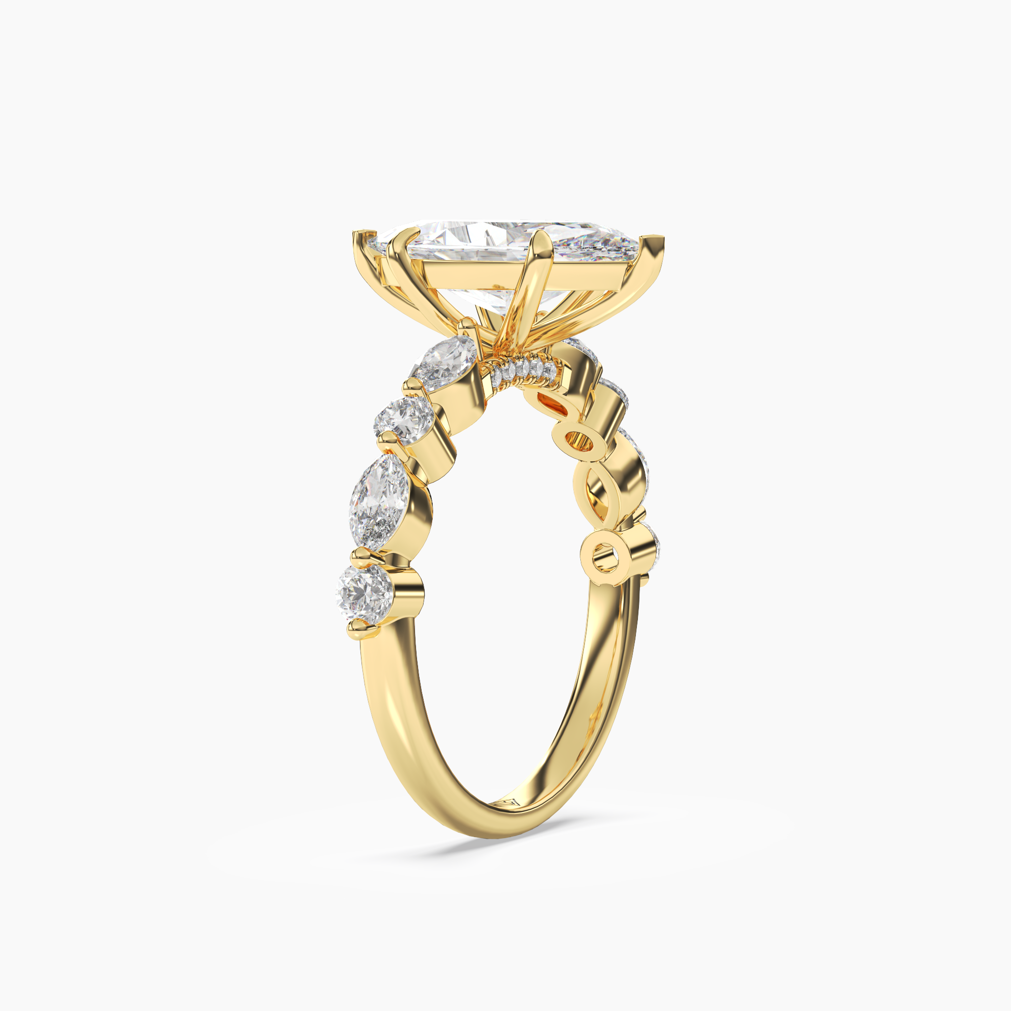 Celeste 1 Carat Marquise Cut Pave Lab Grown Diamond Ring in 14K White Gold - View 5