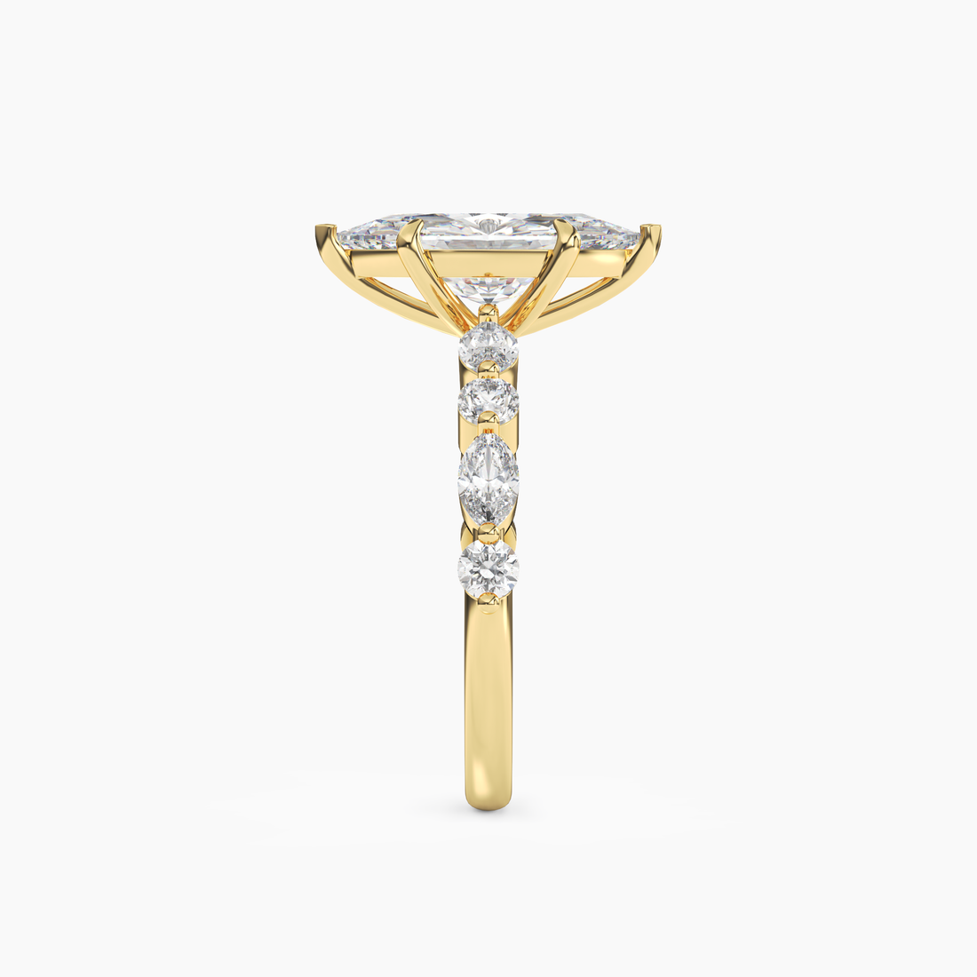 Celeste 3.5 Carat Marquise Cut Pave Lab Grown Diamond Ring in 18K Yellow Gold - View 3