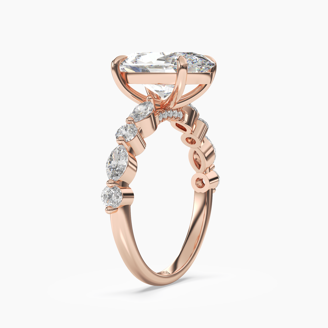 Celeste 3 Carat Oval Cut Pave Lab Grown Diamond Ring in 18K Rose Gold - View 2