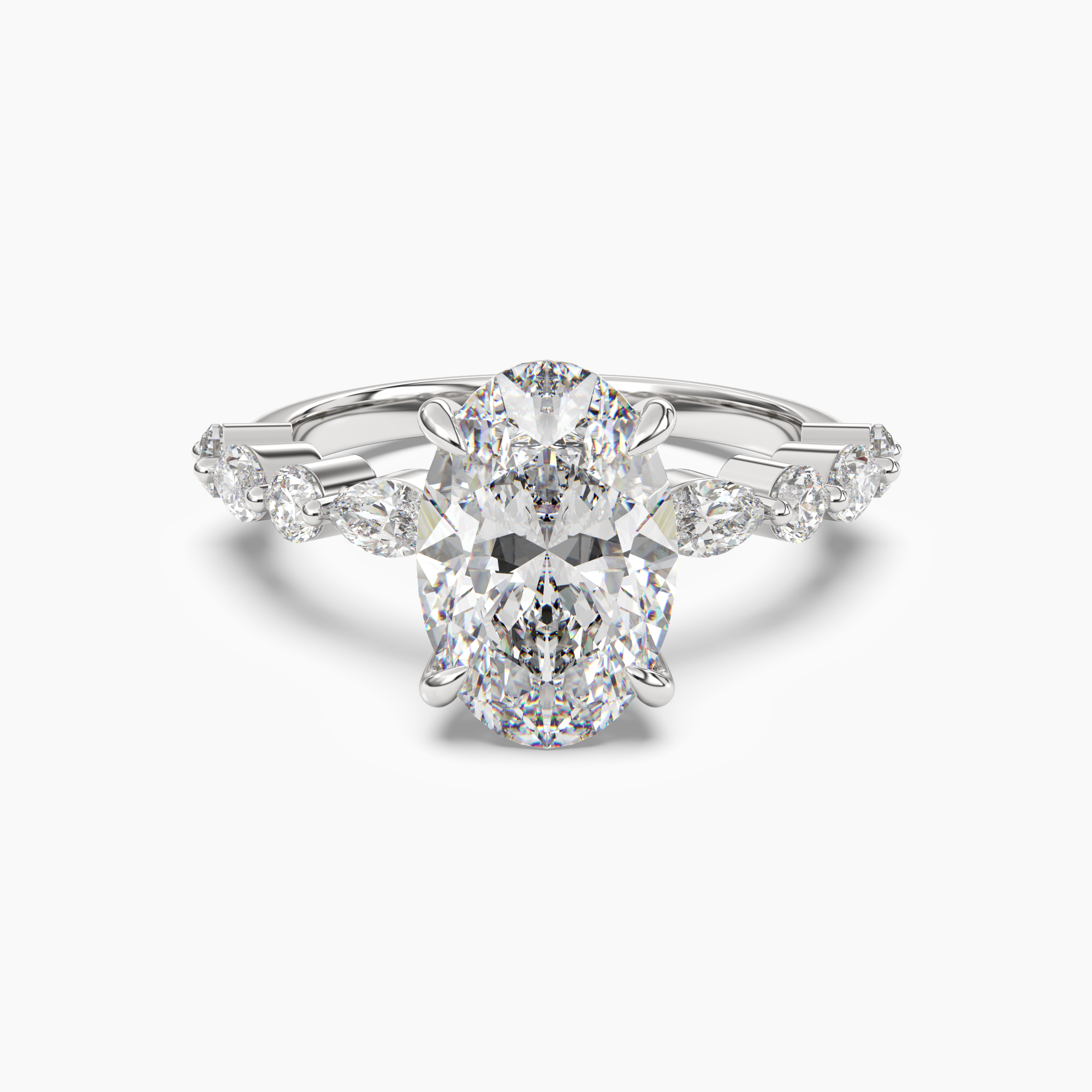 Celeste 1.5 Carat Oval Cut Pave Lab Grown Diamond Ring in Platinum