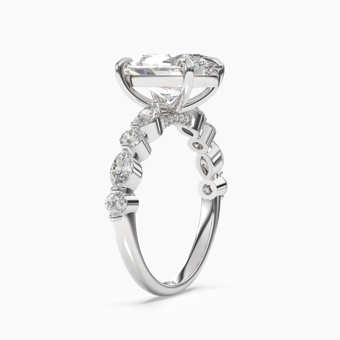 Celeste 3.5 Carat Oval Cut Pave Lab Grown Diamond Ring in 14K White Gold - View 2