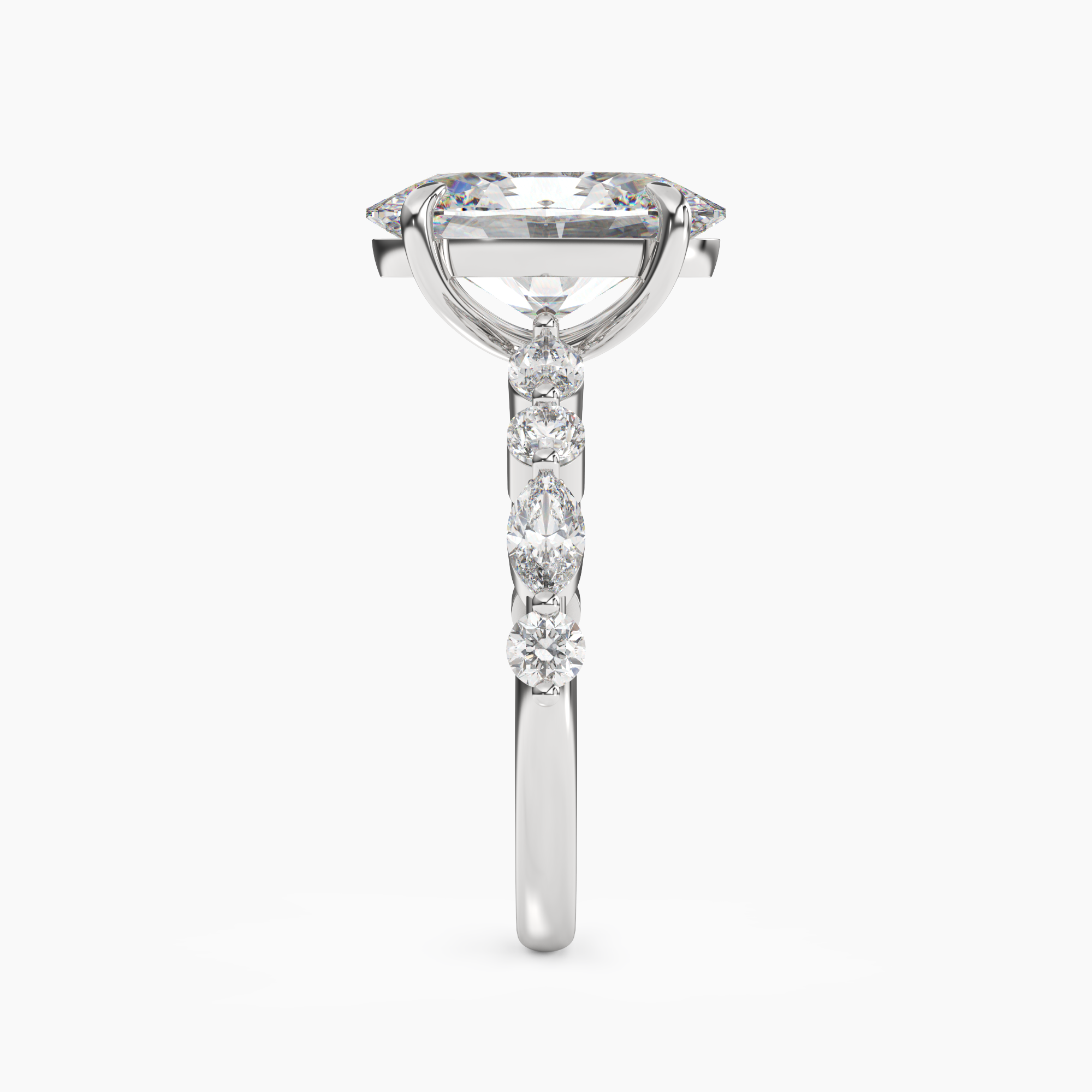 Celeste 4 Carat Oval Cut Pave Lab Grown Diamond Ring in Silver - View 3