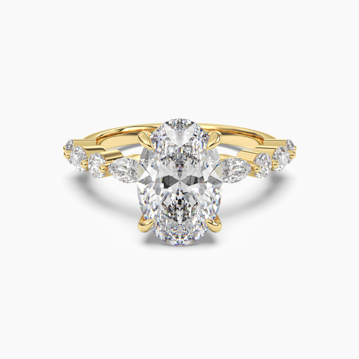 Celeste 3.5 Carat Oval Cut Pave Lab Grown Diamond Ring in 14K Yellow Gold
