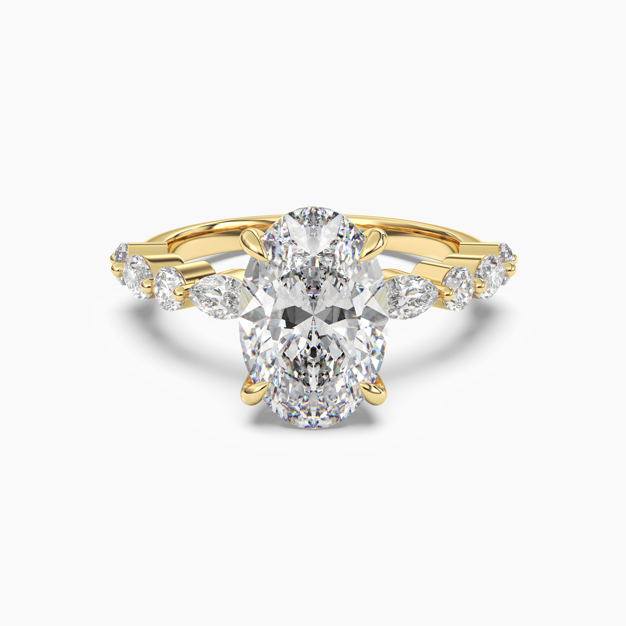 Celeste 2.5 Carat Oval Cut Pave Lab Grown Diamond Ring in 10K Yellow Gold