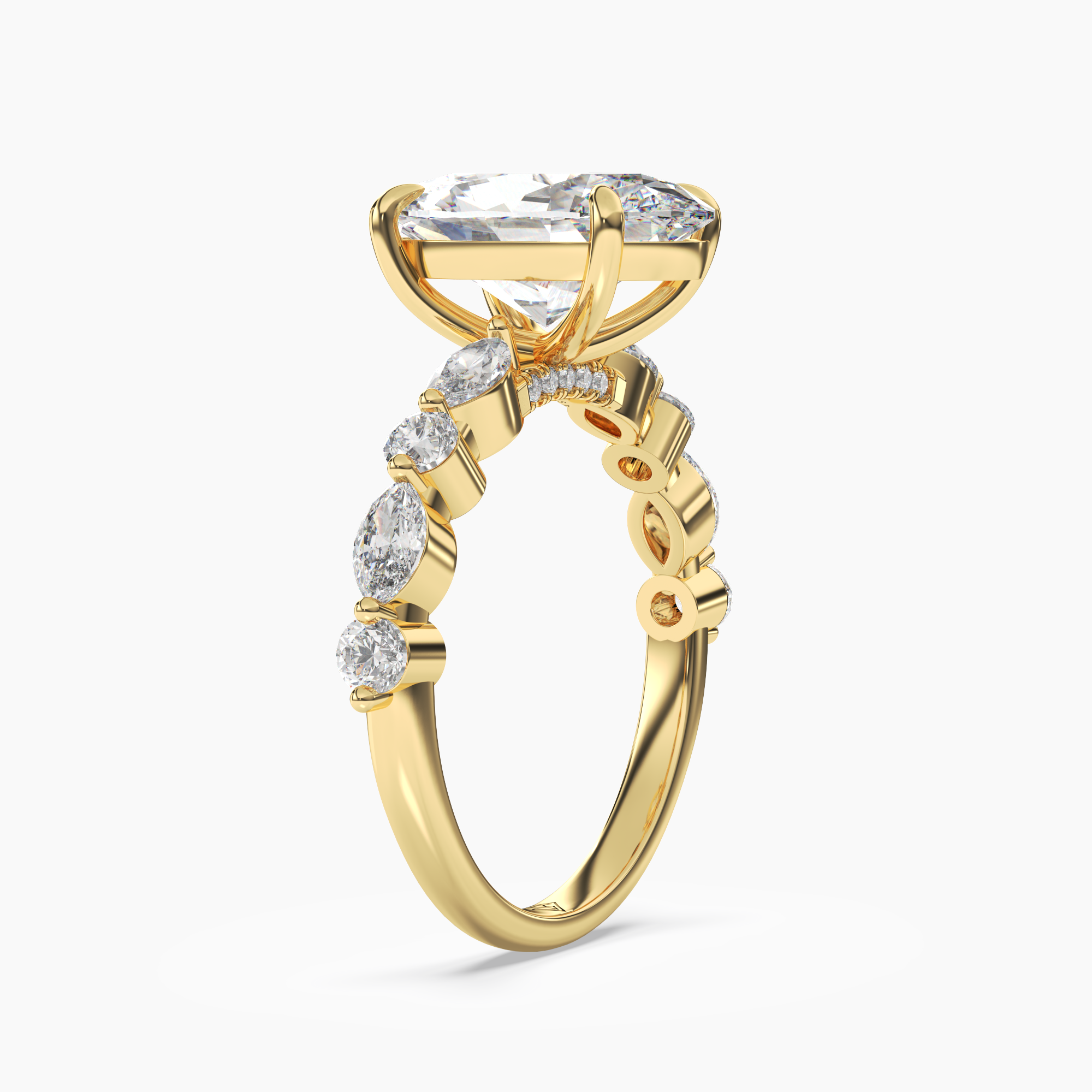 Celeste 1.5 Carat Oval Cut Pave Lab Grown Diamond Ring in 10K Yellow Gold - View 2