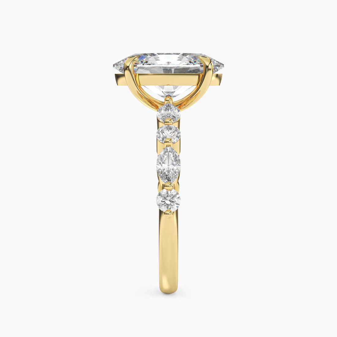 Celeste 4 Carat Oval Cut Pave Lab Grown Diamond Ring in 18K Yellow Gold - View 3