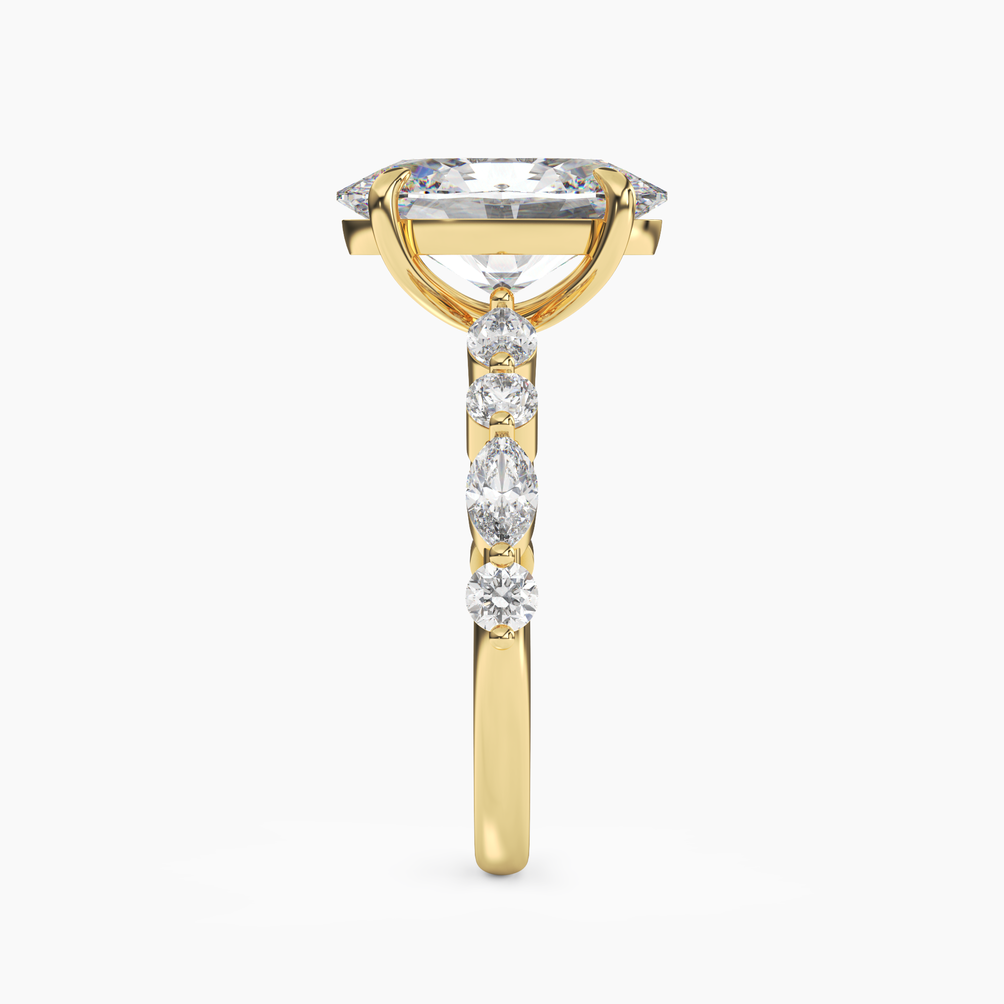 Celeste 3.5 Carat Oval Cut Pave Lab Grown Diamond Ring in 18K Yellow Gold - View 3