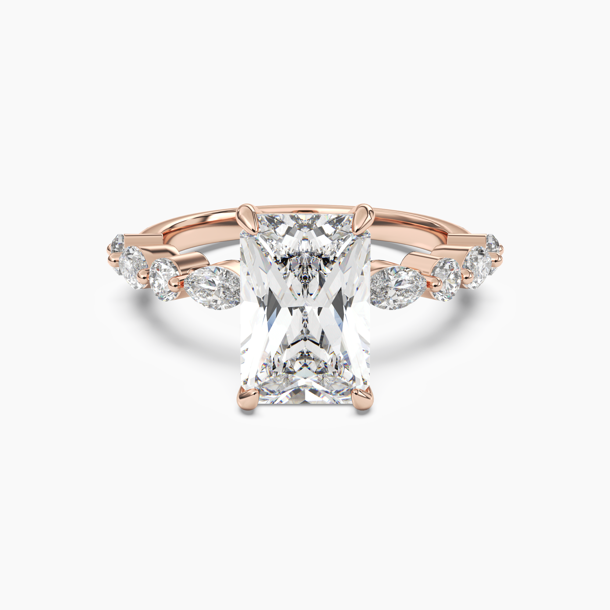 Celeste 2.5 Carat Radiant Cut Hidden Halo Lab Grown Diamond Ring in Silver - View 7