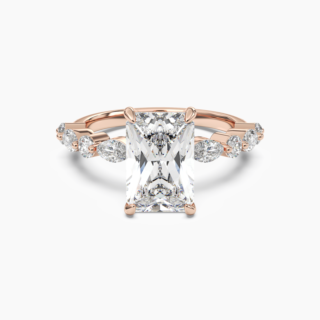 Celeste 1 Carat Radiant Cut Hidden Halo Lab Grown Diamond Ring in Platinum - View 7