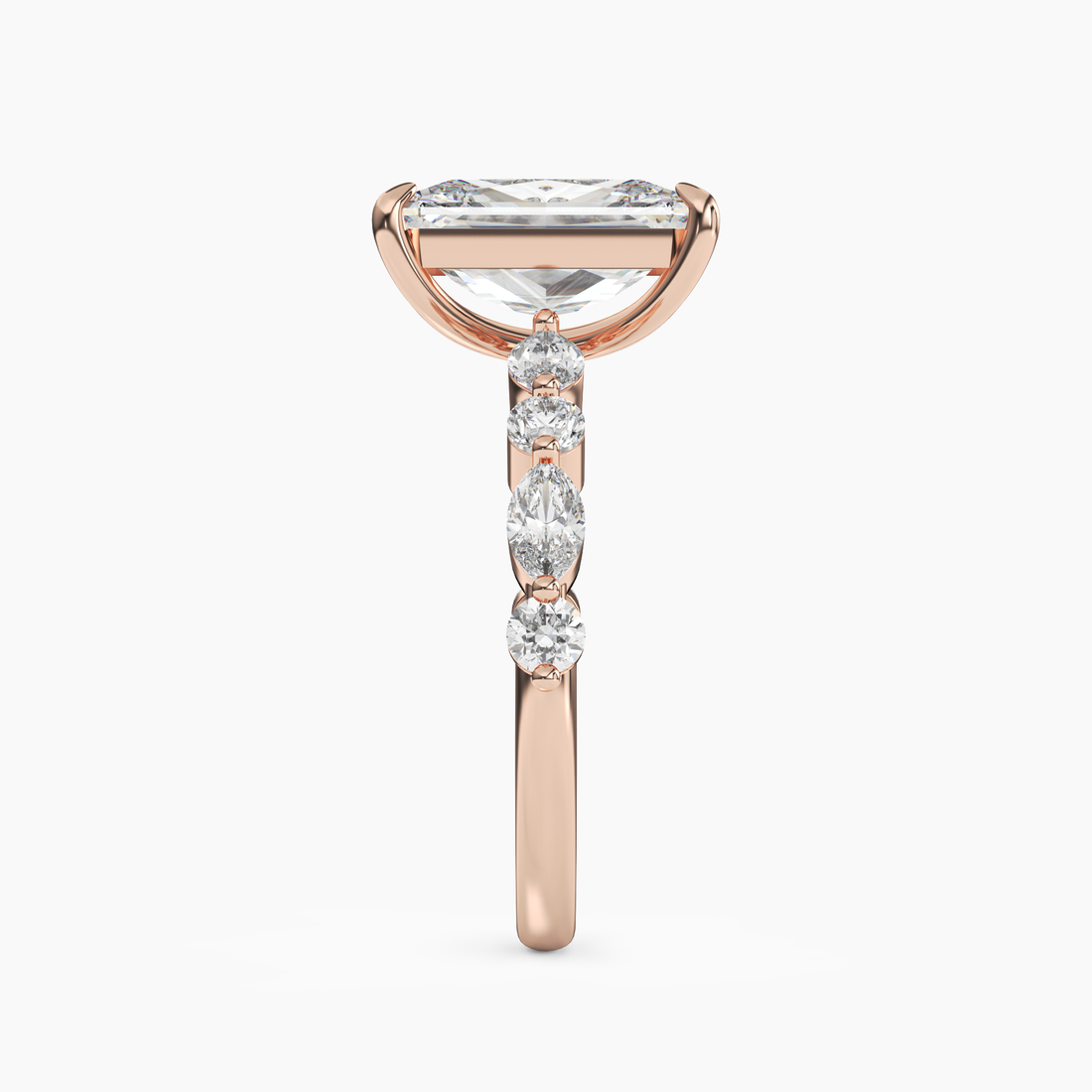 Celeste 2 Carat Radiant Cut Hidden Halo Lab Grown Diamond Ring in 14K Rose Gold - View 3