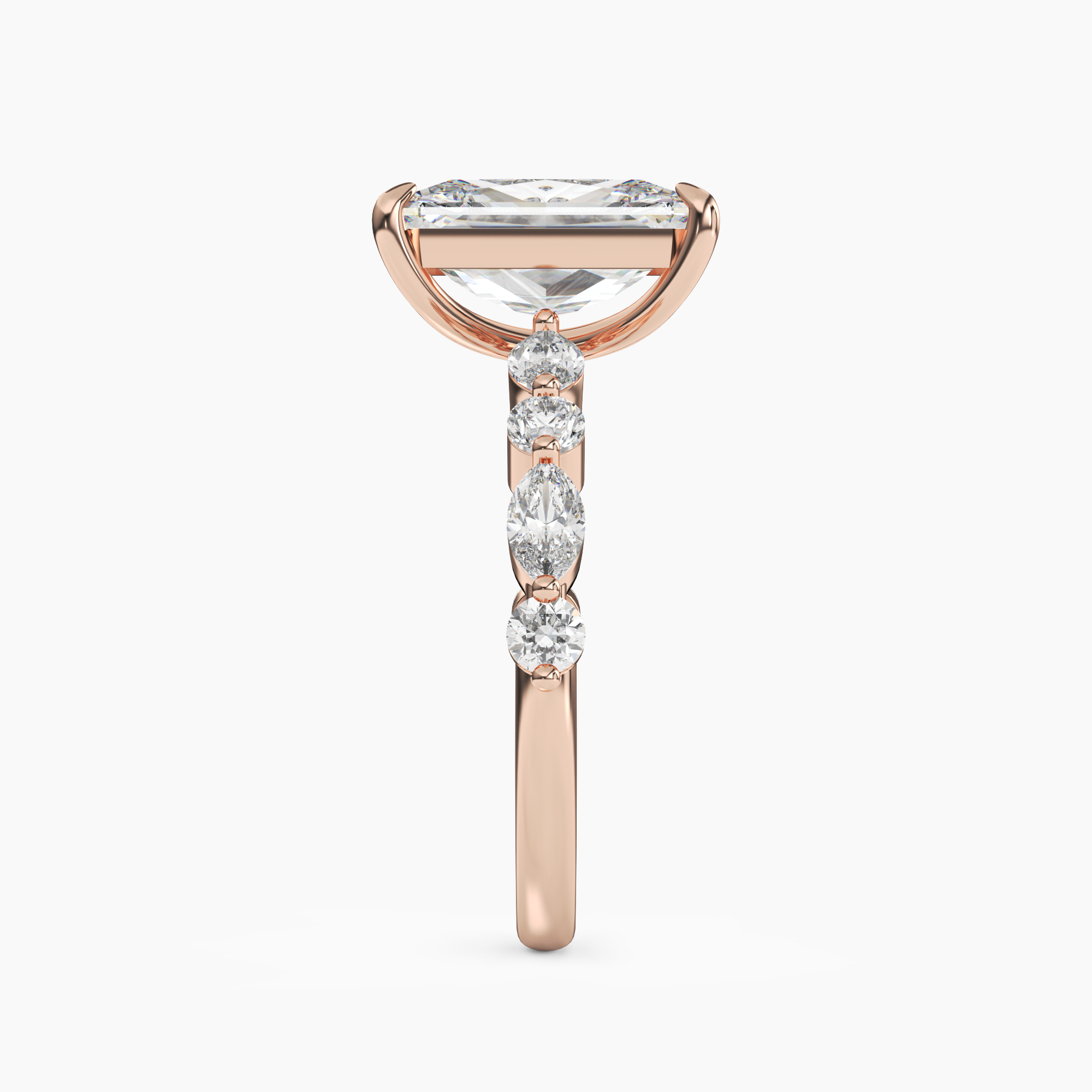 Celeste 2.5 Carat Radiant Cut Hidden Halo Lab Grown Diamond Ring in 10K Rose Gold - View 3