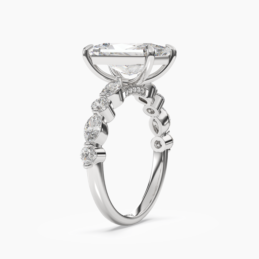 Celeste 4 Carat Radiant Cut Hidden Halo Lab Grown Diamond Ring in 18K Rose Gold - View 5