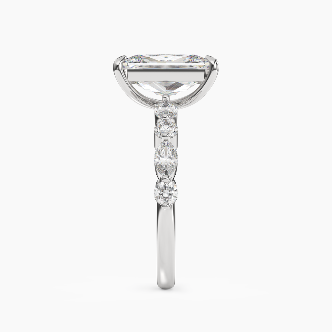 Celeste 3.5 Carat Radiant Cut Hidden Halo Lab Grown Diamond Ring in 18K White Gold - View 3