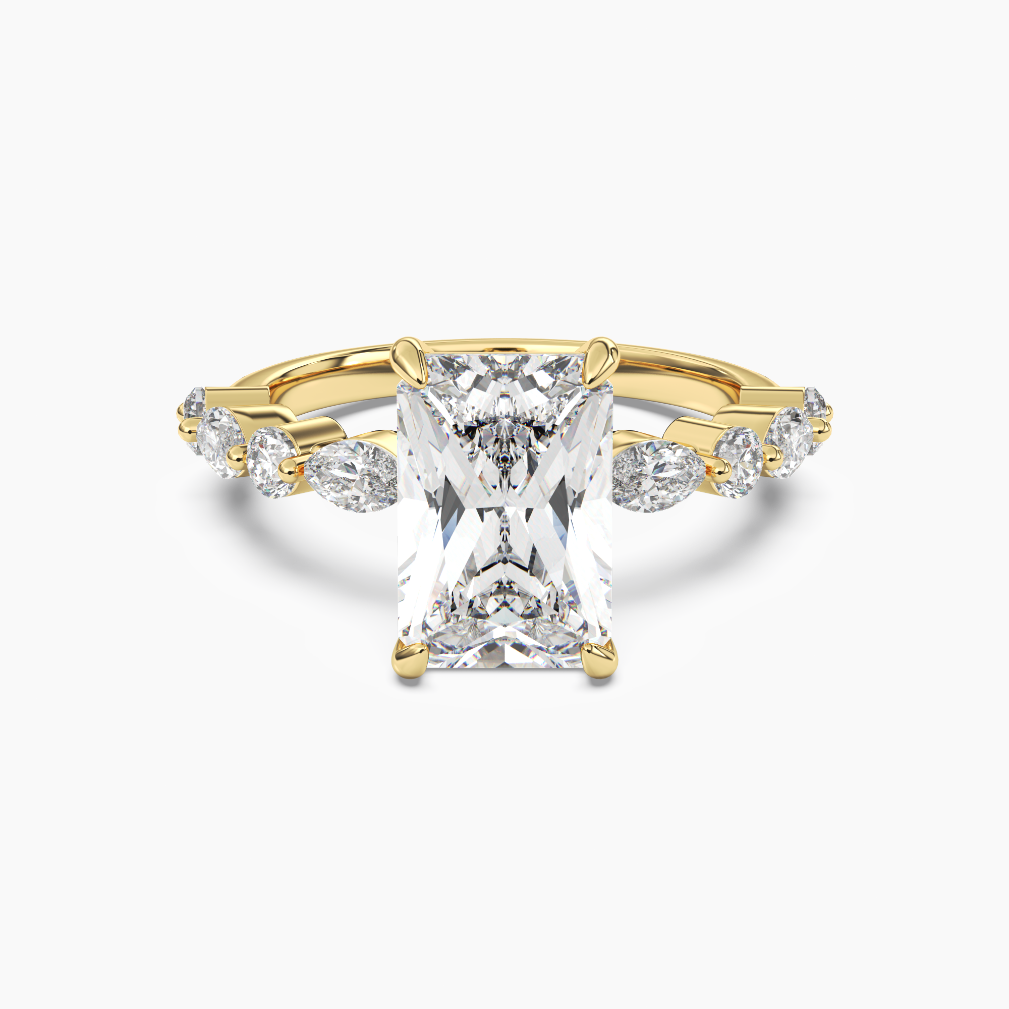 Celeste 1 Carat Radiant Cut Hidden Halo Lab Grown Diamond Ring in Silver - View 4