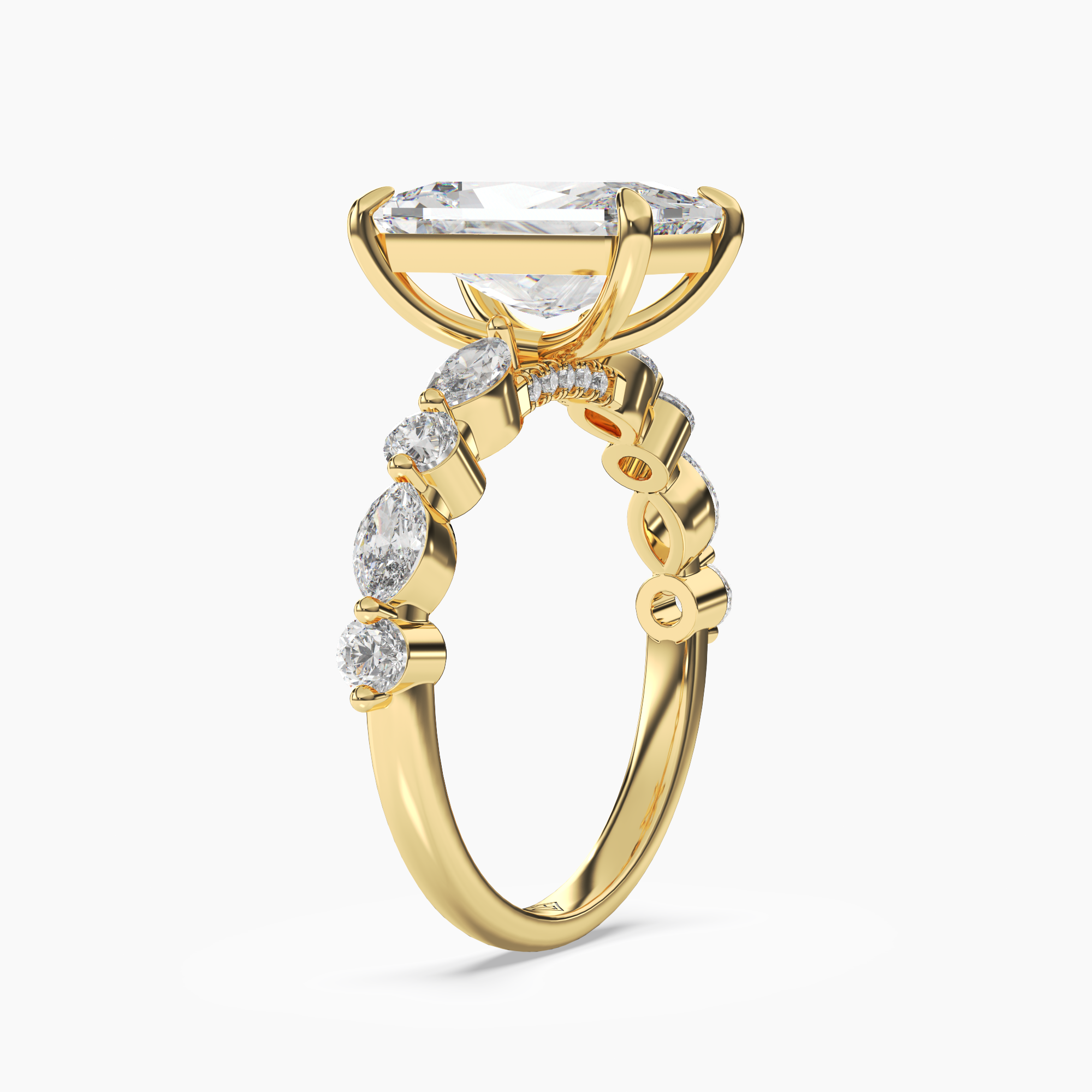 Celeste 2 Carat Radiant Cut Hidden Halo Lab Grown Diamond Ring in 14K White Gold - View 5