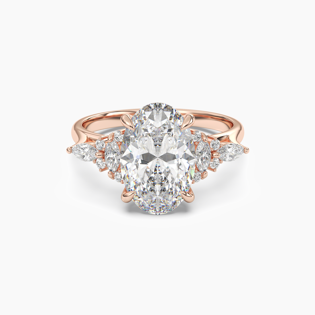 Celia 3 Carat Oval Cut Pave Lab Grown Diamond Ring in Silver - View 7