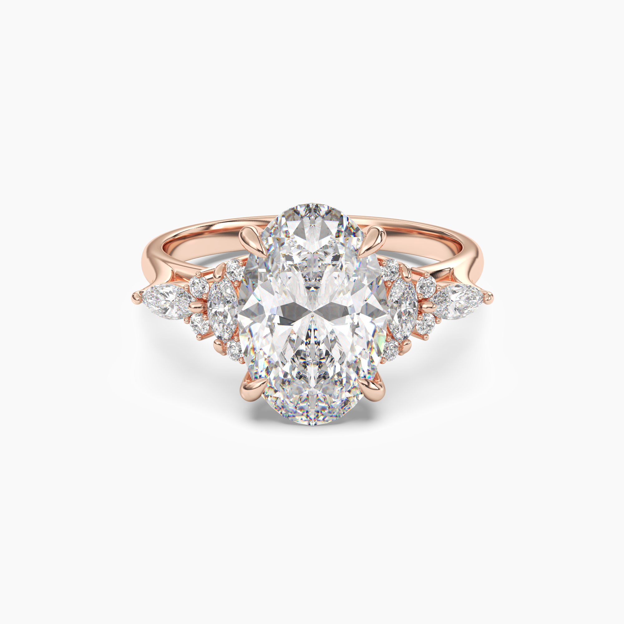 Celia 2.5 Carat Oval Cut Pave Lab Grown Diamond Ring in 10K Rose Gold