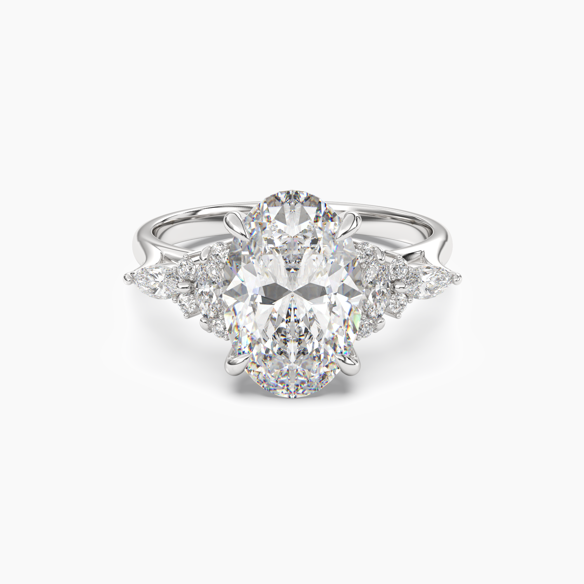 Celia 1 Carat Oval Cut Pave Lab Grown Diamond Ring in 18K White Gold