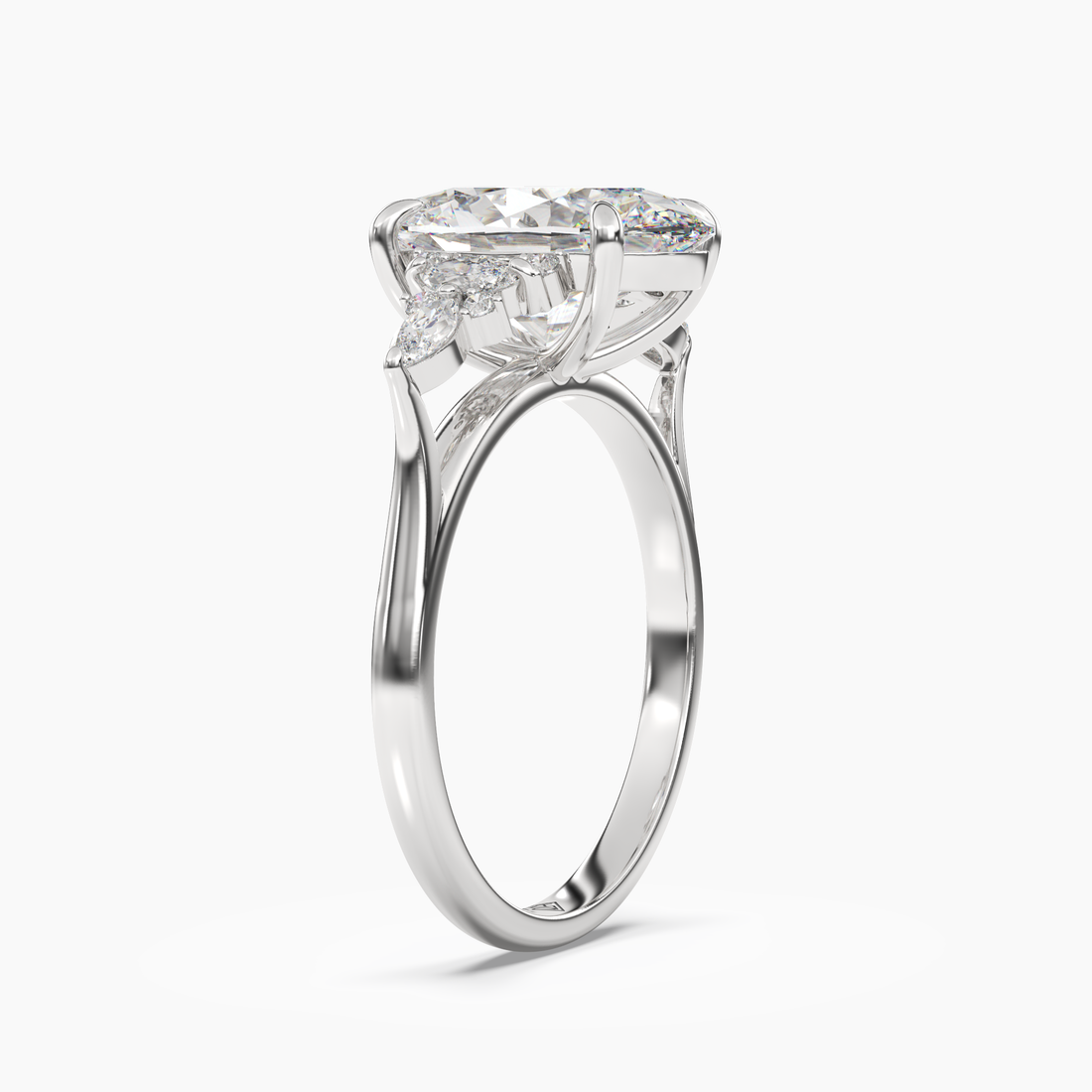Celia 5 Carat Oval Cut Pave Lab Grown Diamond Ring in 10K White Gold - View 2
