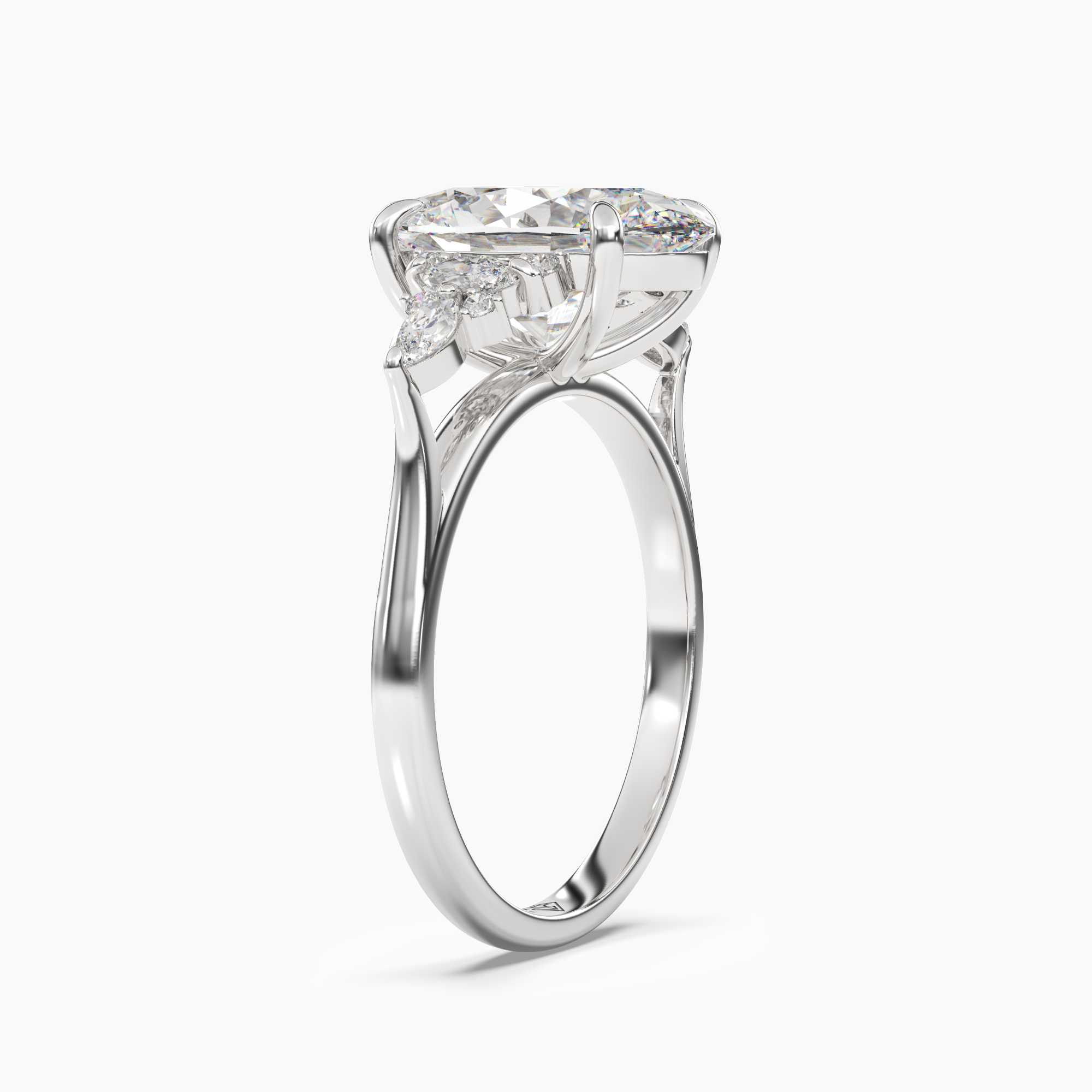 Celia 3 Carat Oval Cut Pave Lab Grown Diamond Ring in Silver - View 2