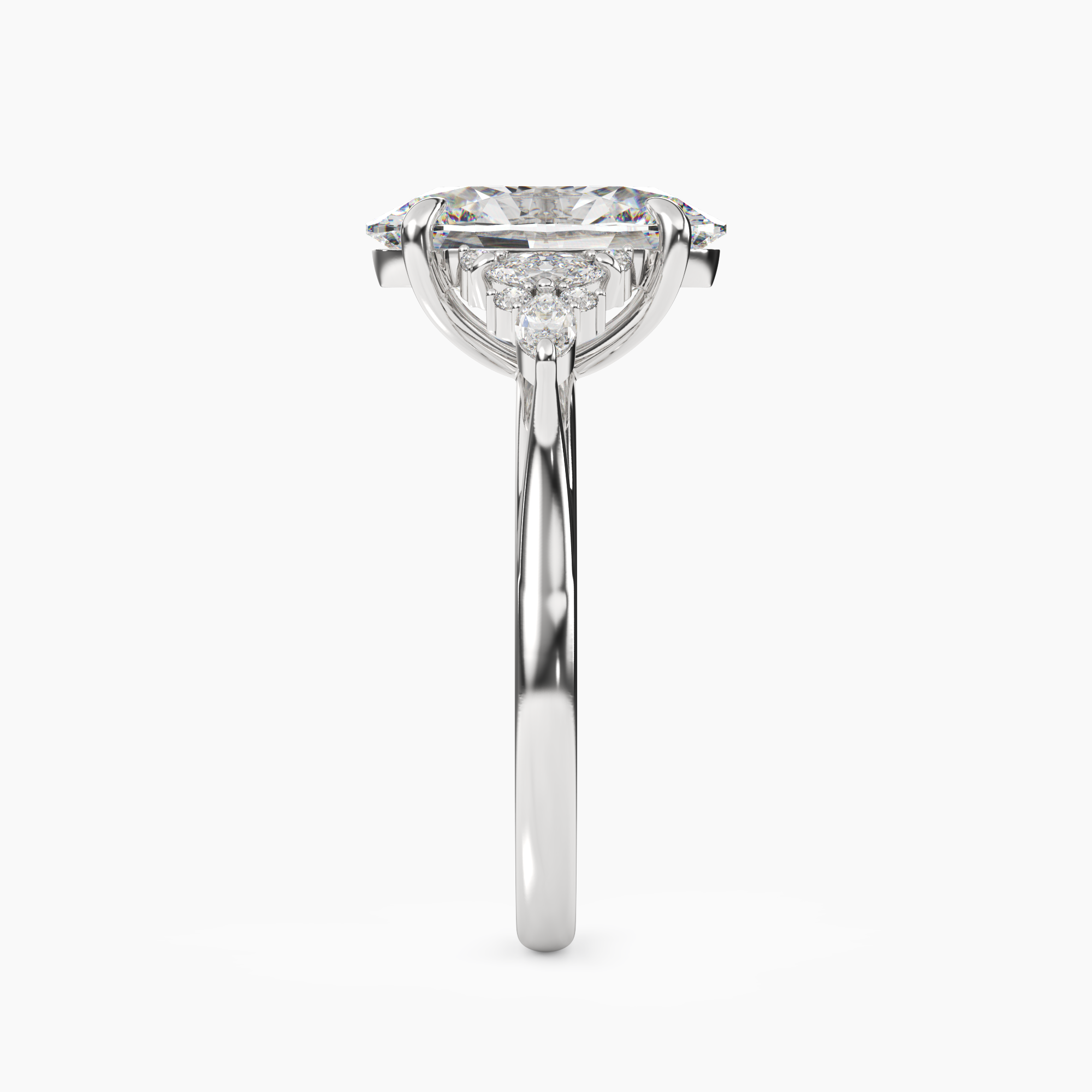 Celia 2.5 Carat Oval Cut Pave Lab Grown Diamond Ring in Platinum - View 3