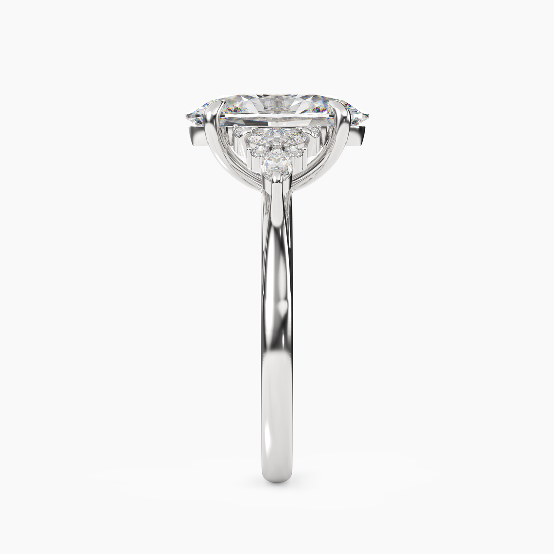 Celia 2.5 Carat Oval Cut Pave Lab Grown Diamond Ring in Platinum - View 3