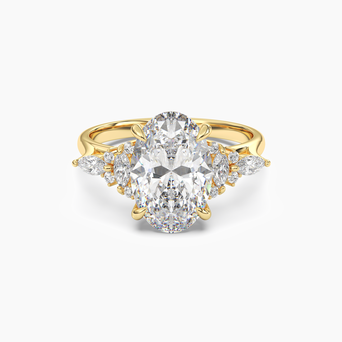 Celia 3.5 Carat Oval Cut Pave Lab Grown Diamond Ring in Platinum - View 4